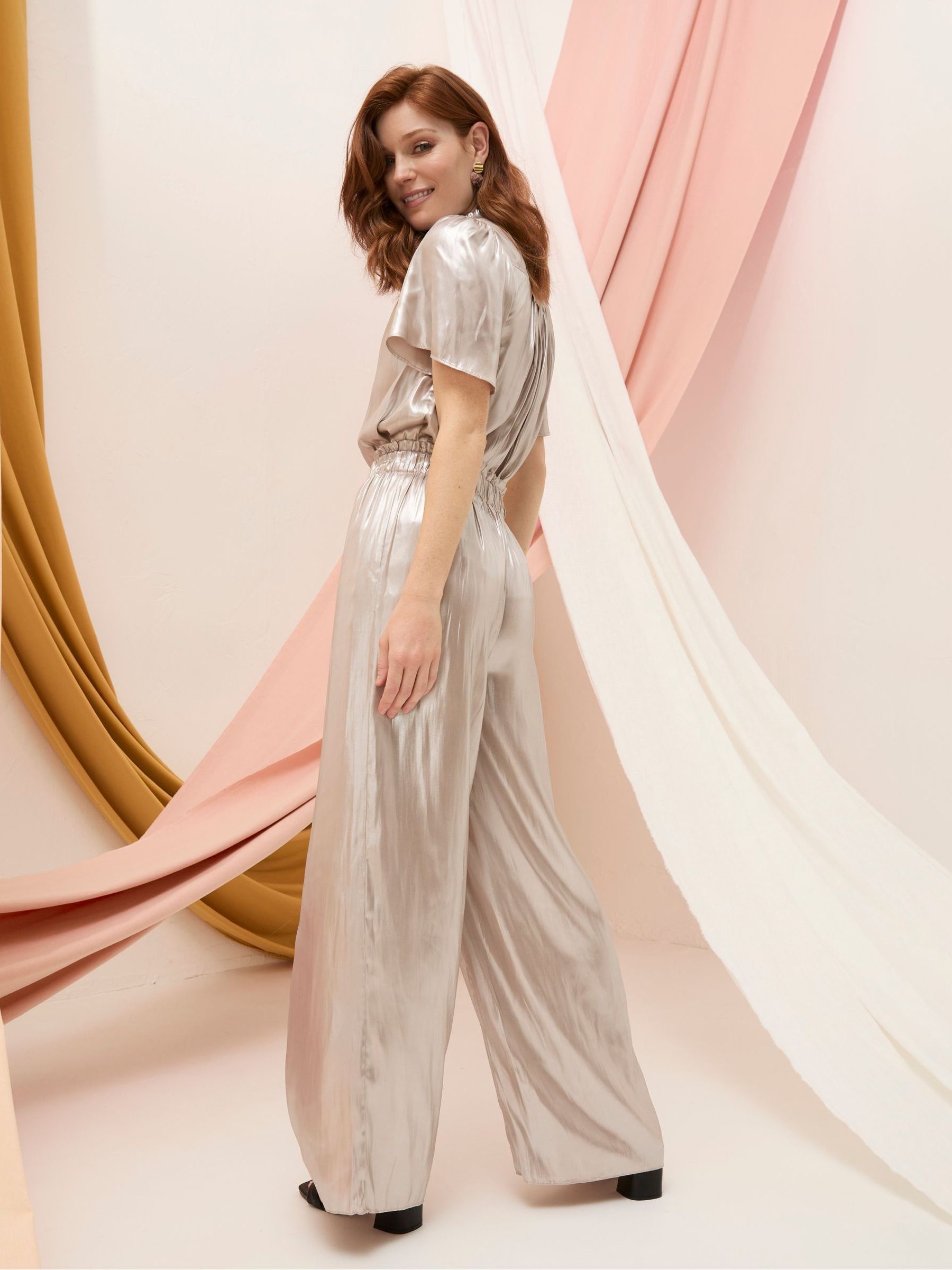 Yvette Silver Wide Leg Trousers - Image 4 of 6