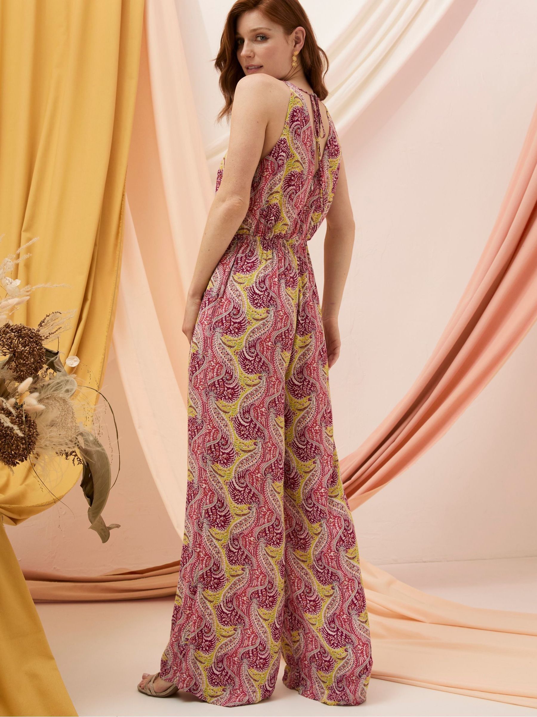 Tura Orange Paisley Jumpsuit - Image 2 of 6