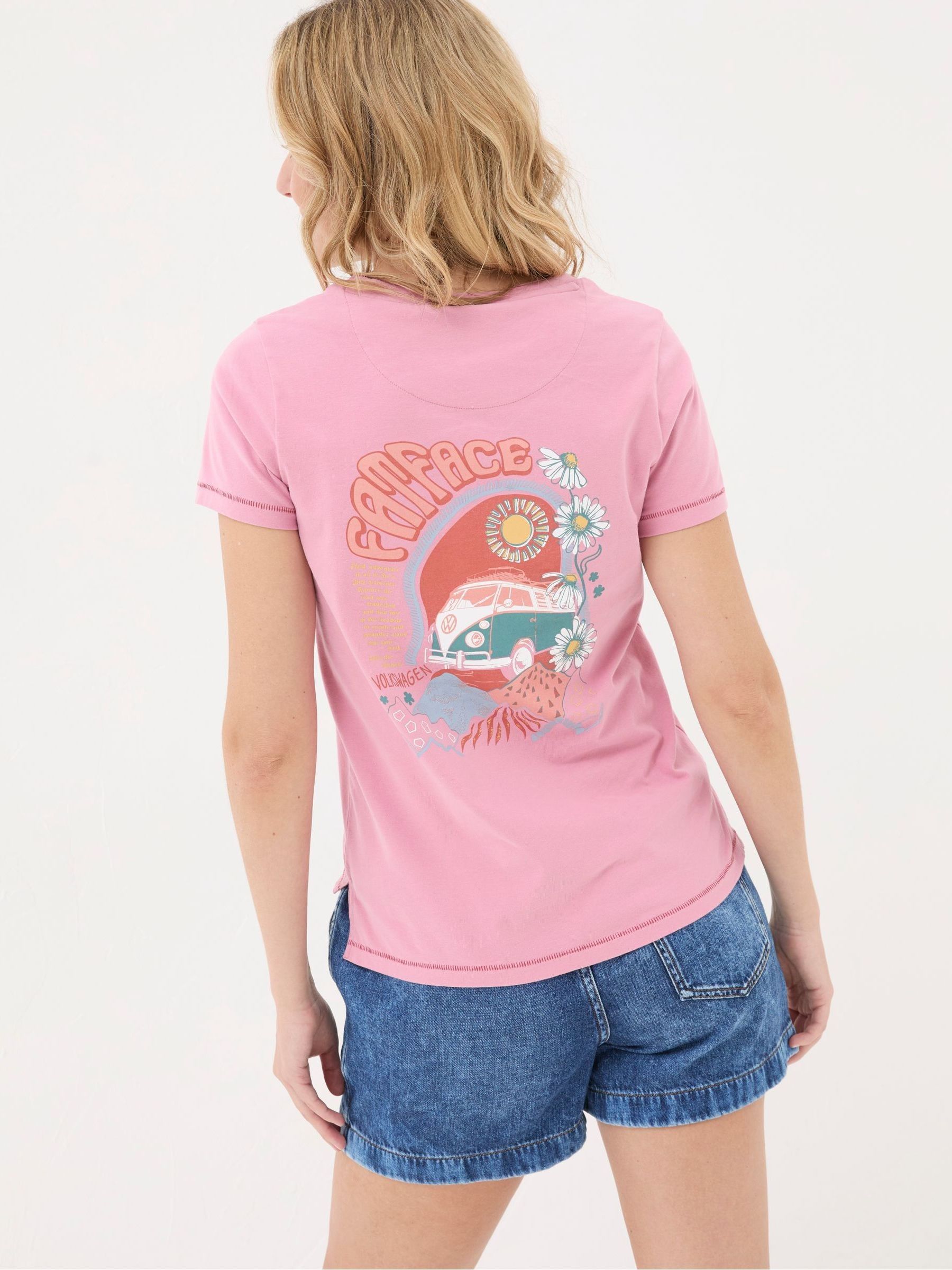 VW Pink Flower Power 100% Cotton T-Shirt - Image 2 of 5