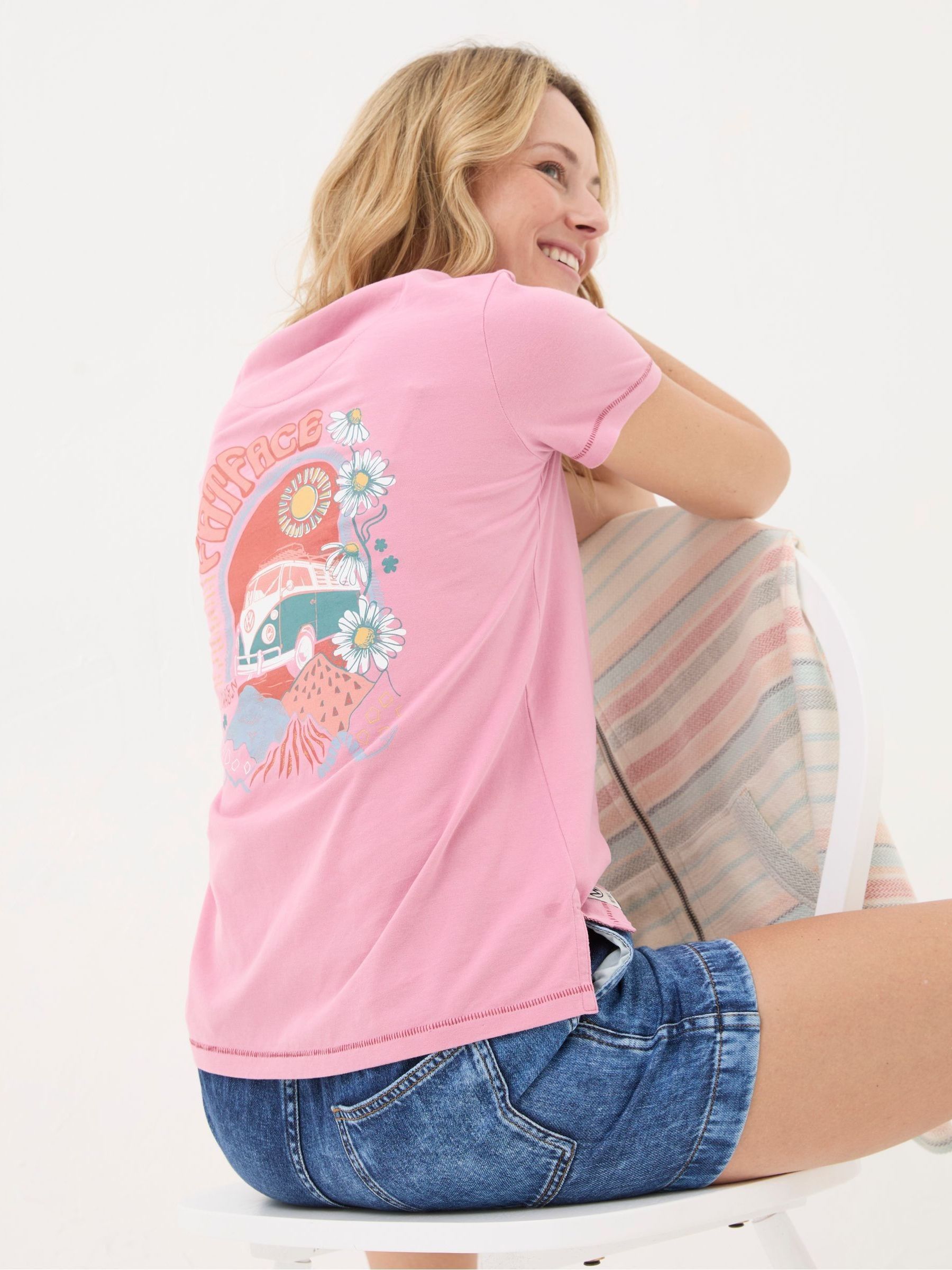 VW Pink Flower Power 100% Cotton T-Shirt - Image 3 of 5