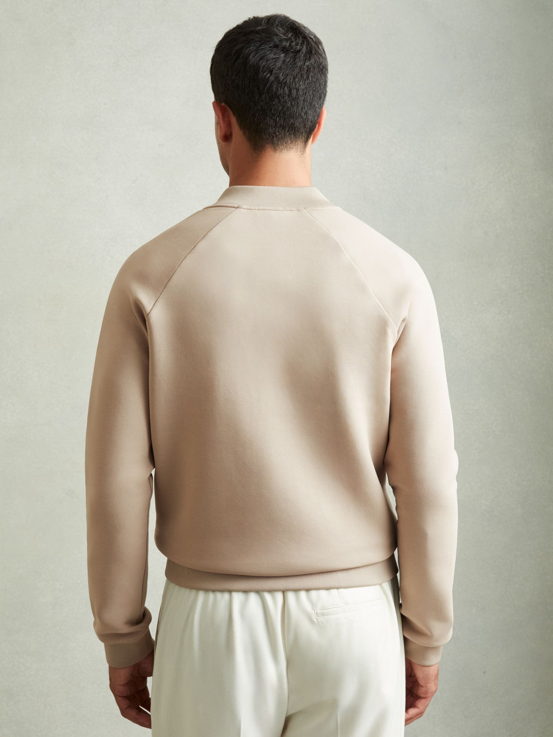 Hybrid Quilt Raglan-Sleeve Bomber Jacket in Biscuit Brown - Image 4 of 4