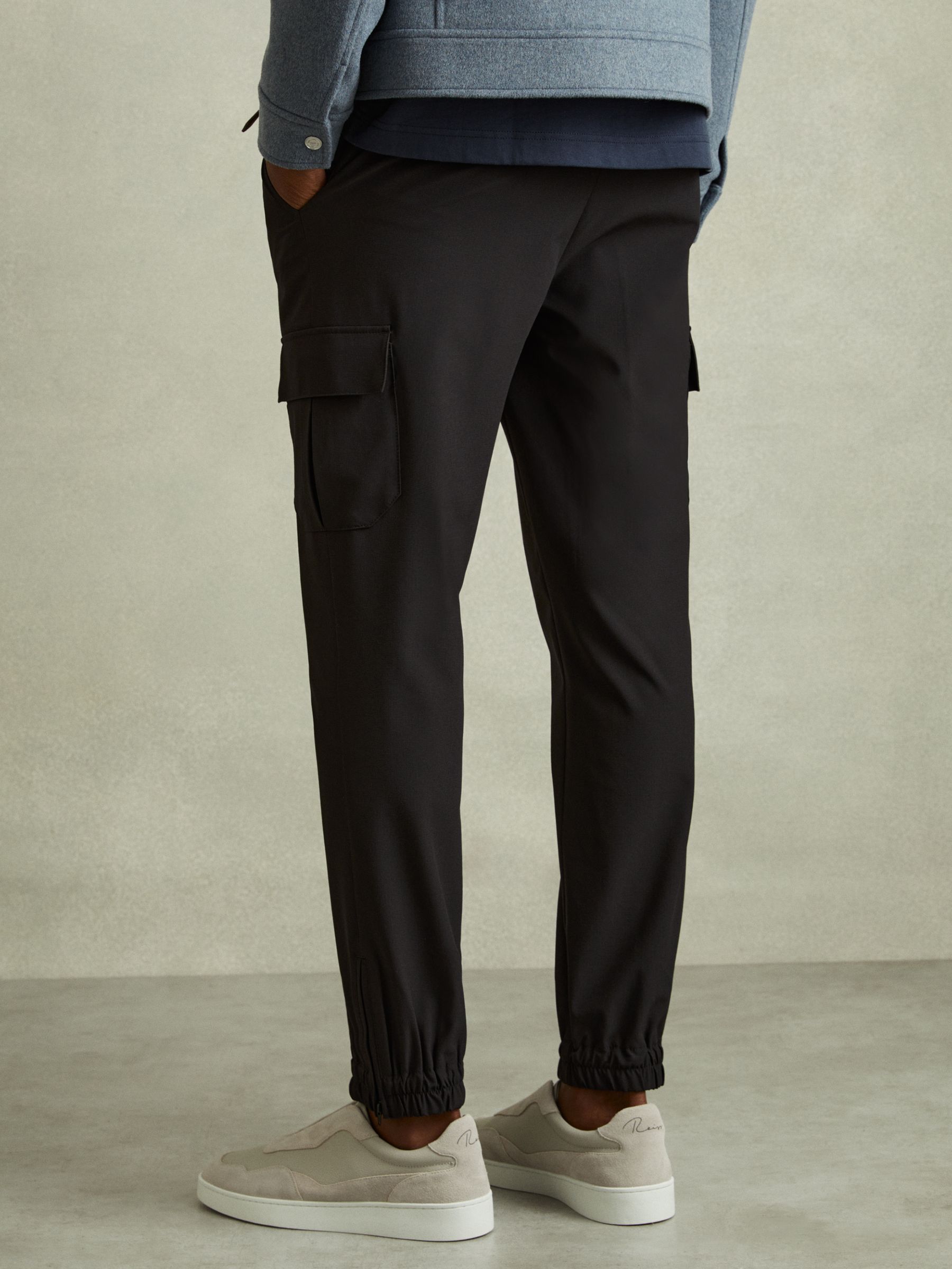 Elasticated Cargo Trousers in Black - Image 4 of 7