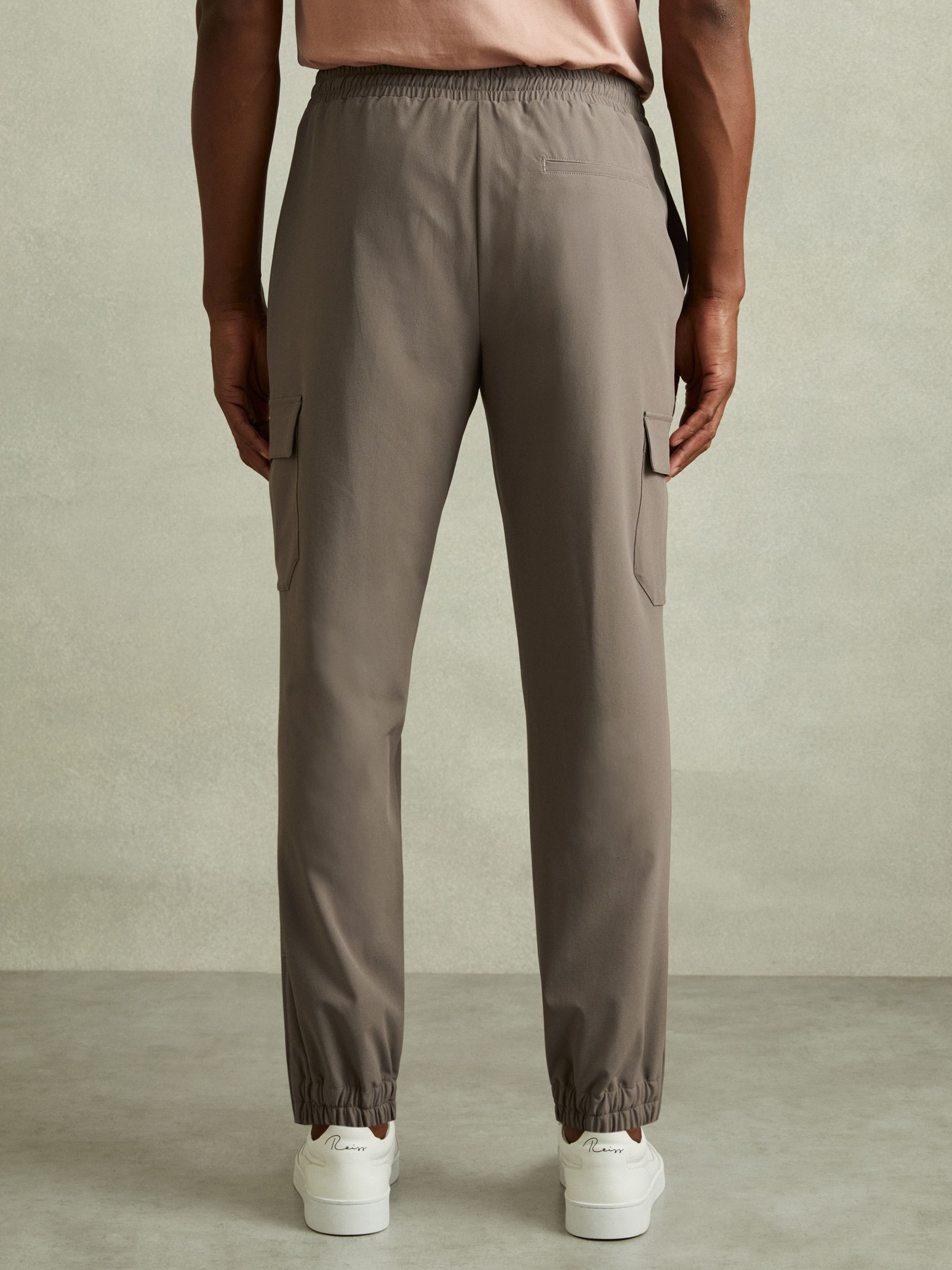 Elasticated Cargo Trousers in Green Smoke - Image 4 of 6