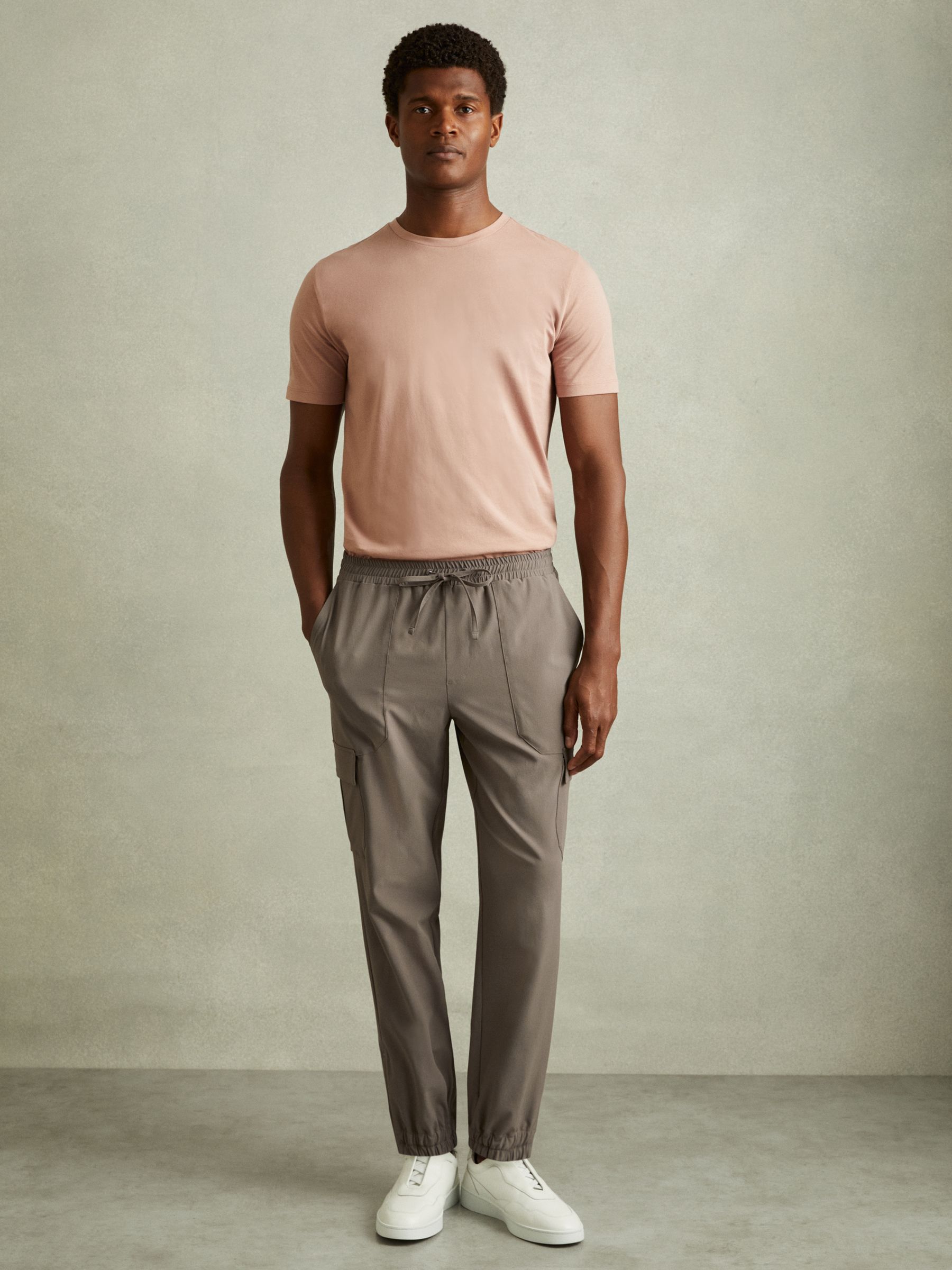 Elasticated Cargo Trousers in Green Smoke - Image 5 of 6