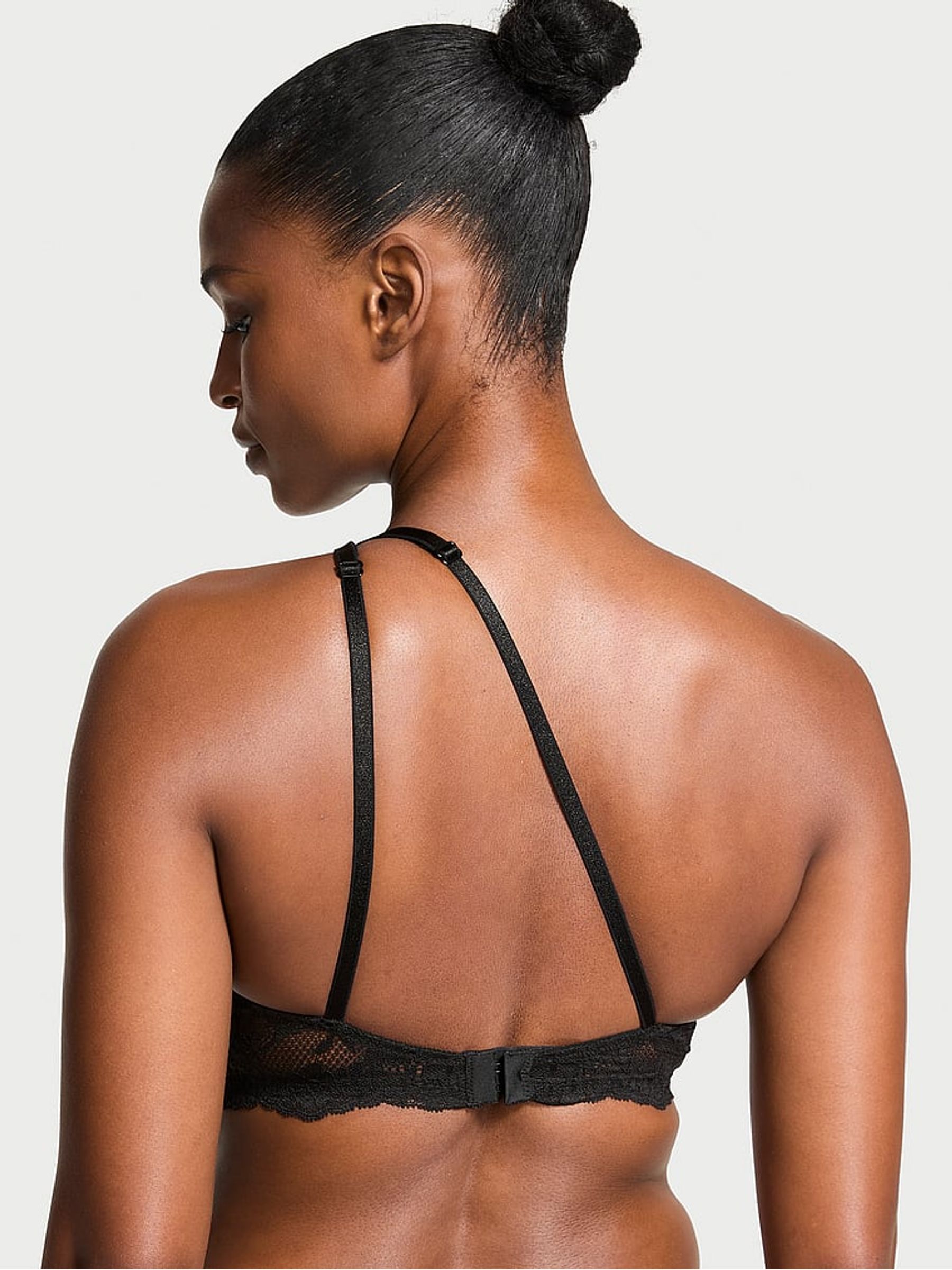 Black One Shoulder Monowire Twinkle Shine Strap Bra - Image 2 of 3
