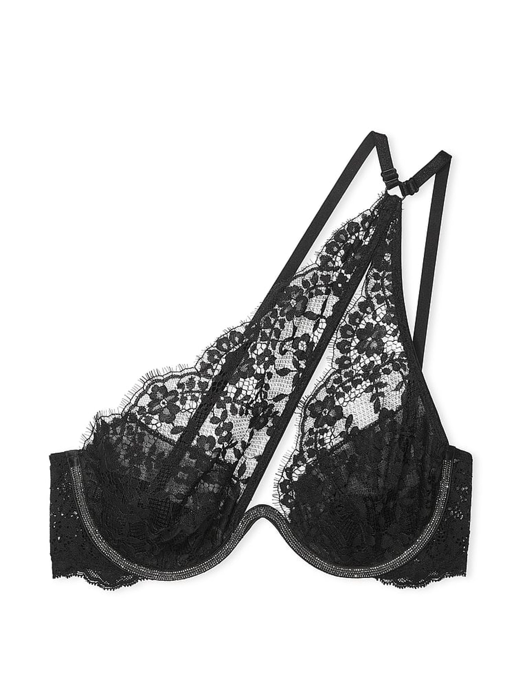 Black One Shoulder Monowire Twinkle Shine Strap Bra - Image 3 of 3