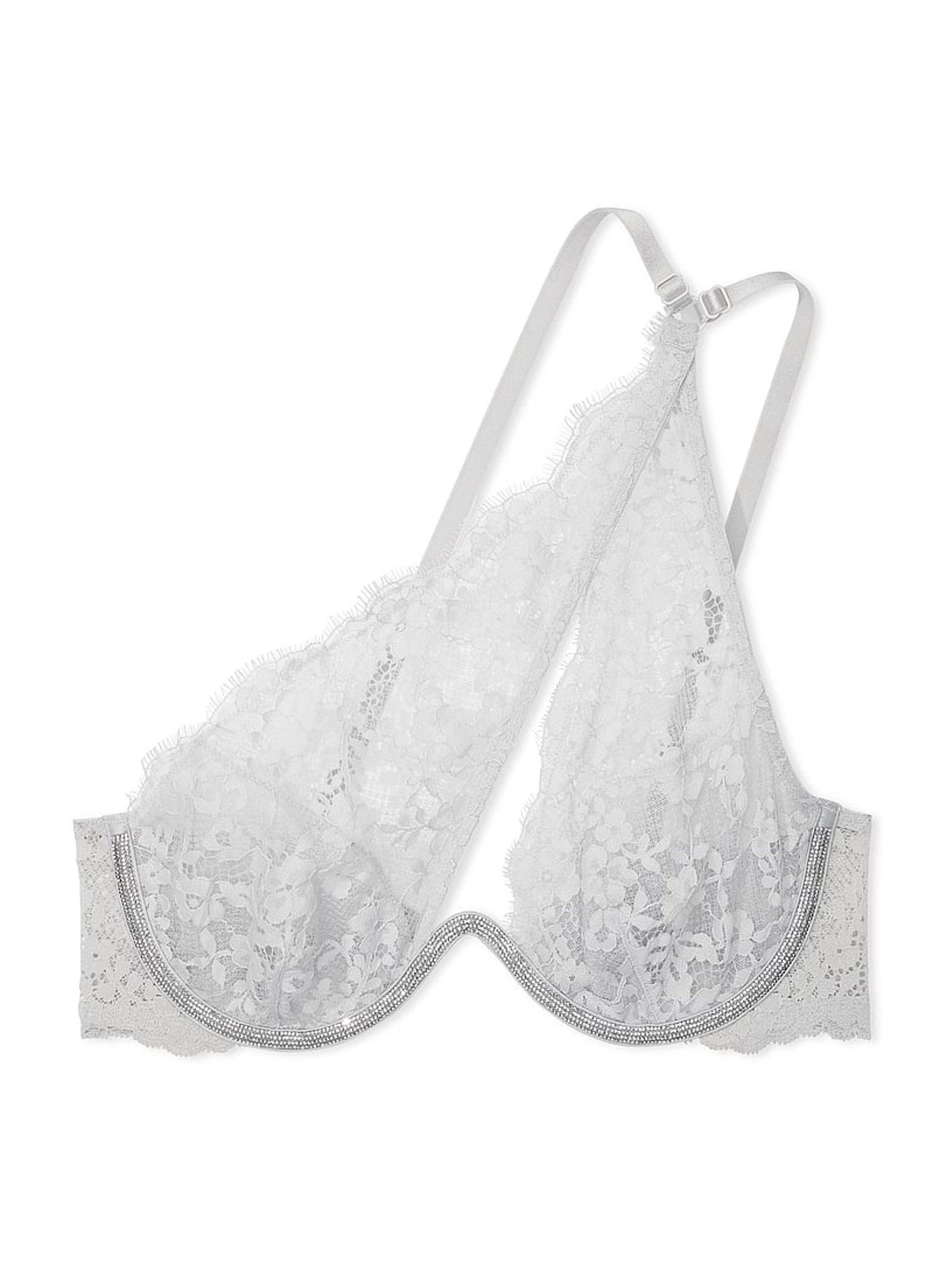 Silver Pearl Grey One Shoulder Monowire Twinkle Shine Strap Bra - Image 3 of 3