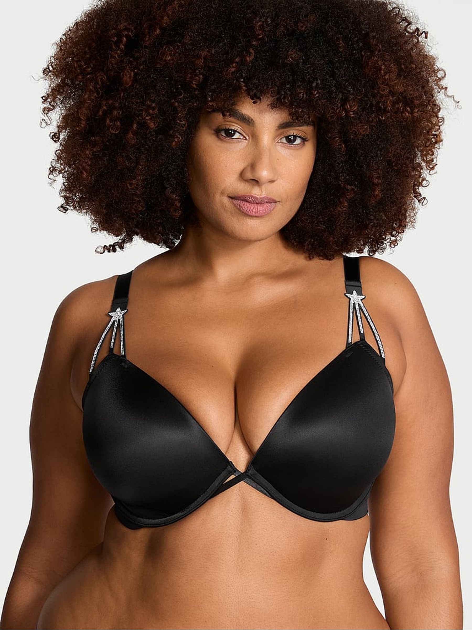 Black Low Cut Star Shine Demi Bra - Image 1 of 3