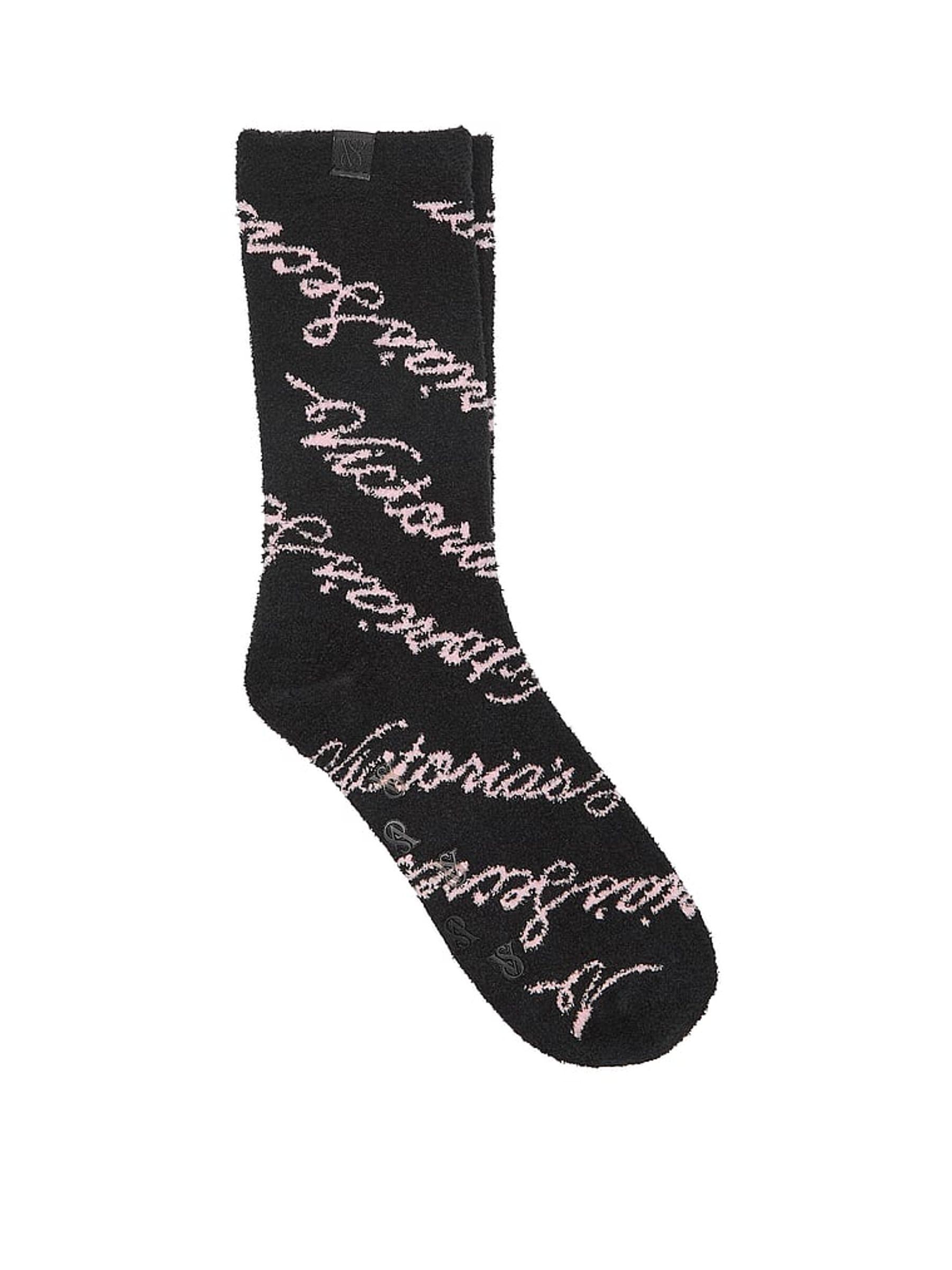 Black Script Fleece Socks - Image 1 of 1