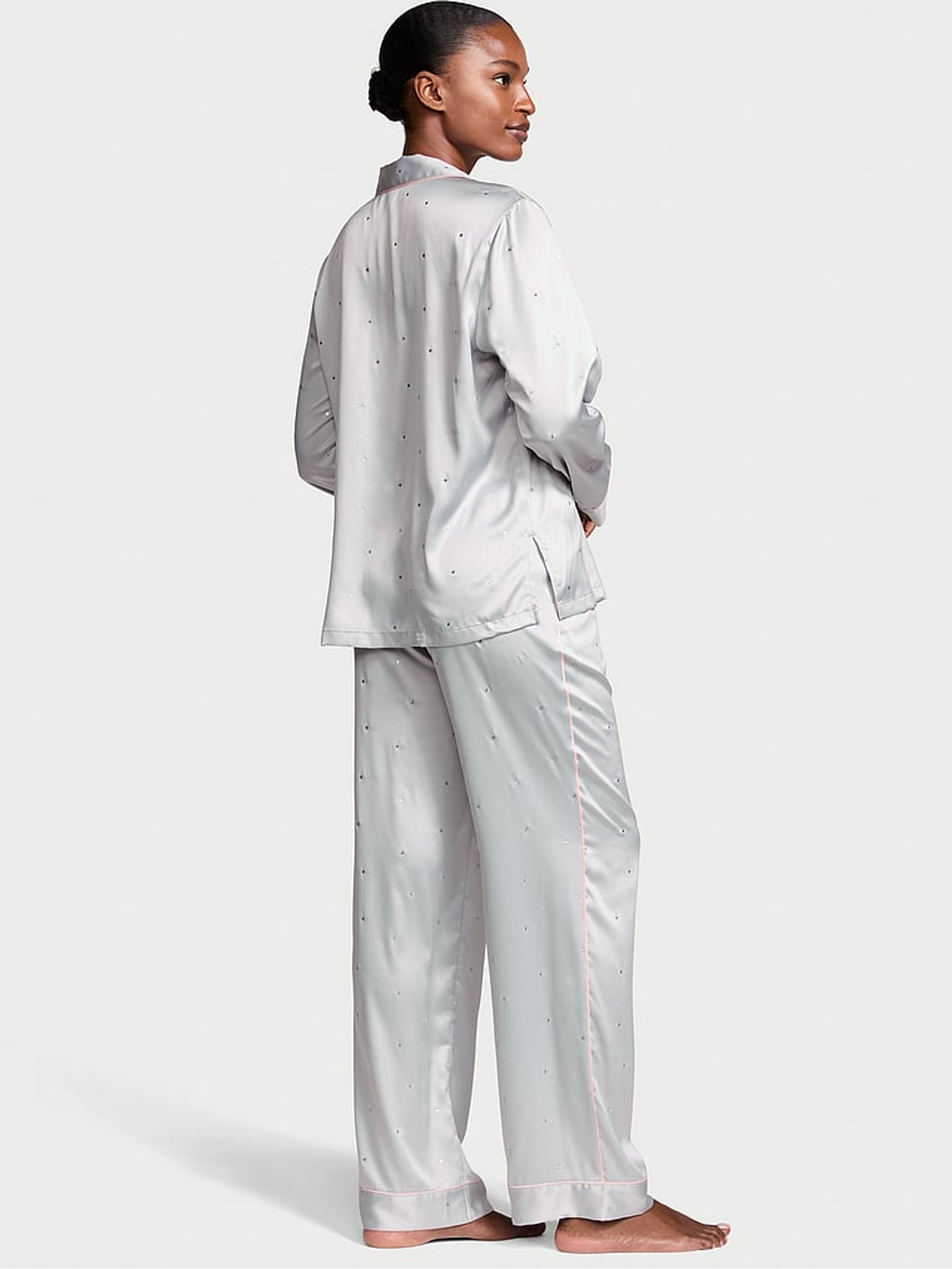 Silver Pearl Grey Star Dew Drop Long Pyjama Set - Image 2 of 4