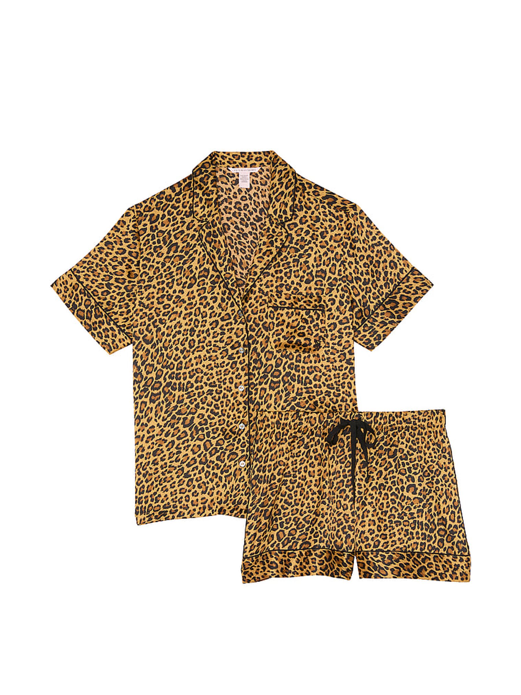 New Glam Leo Satin Short Pyjama Set - Image 3 of 3