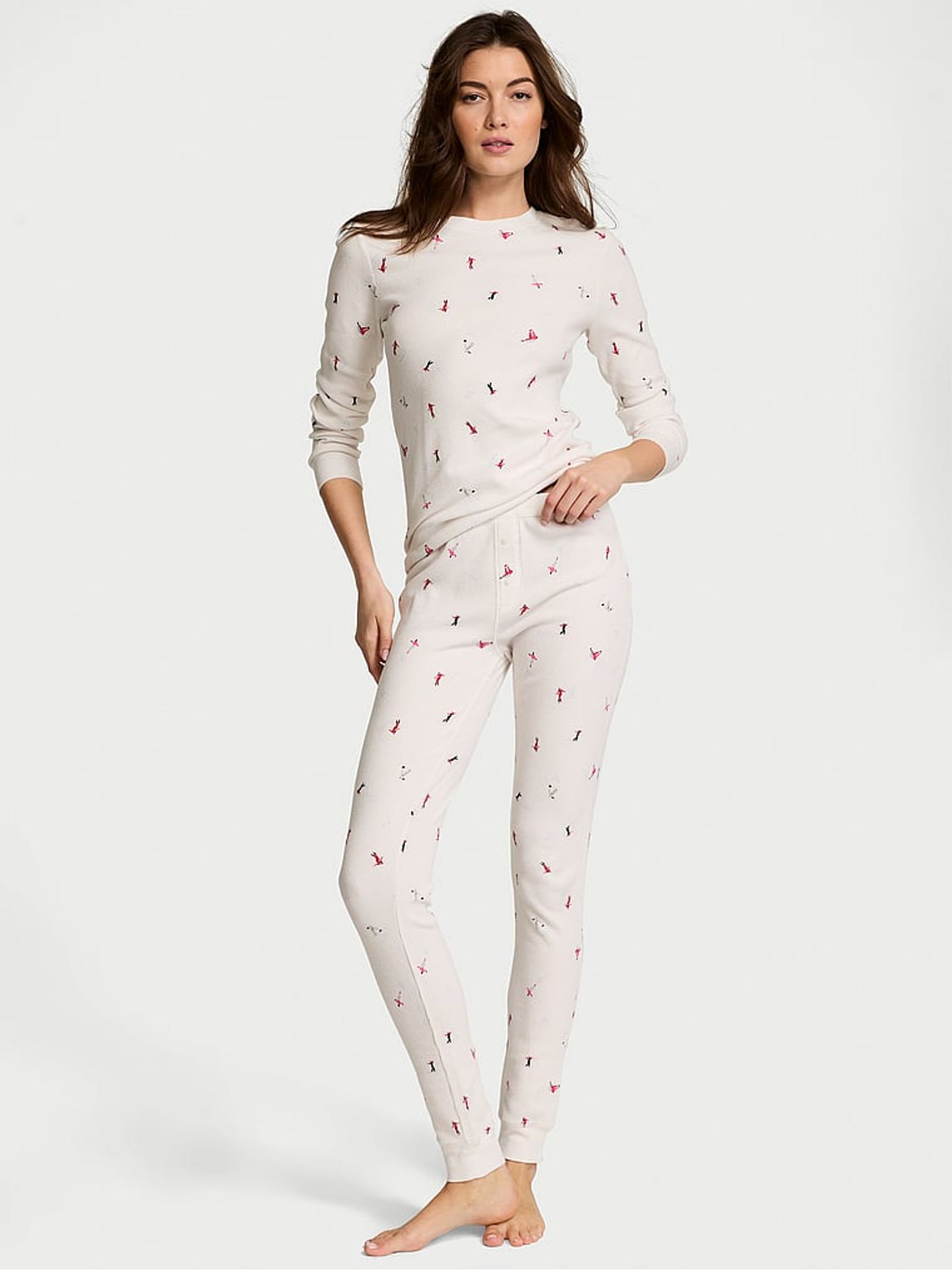 Coconut White Skiers Thermal Long Pyjama Set - Image 1 of 4