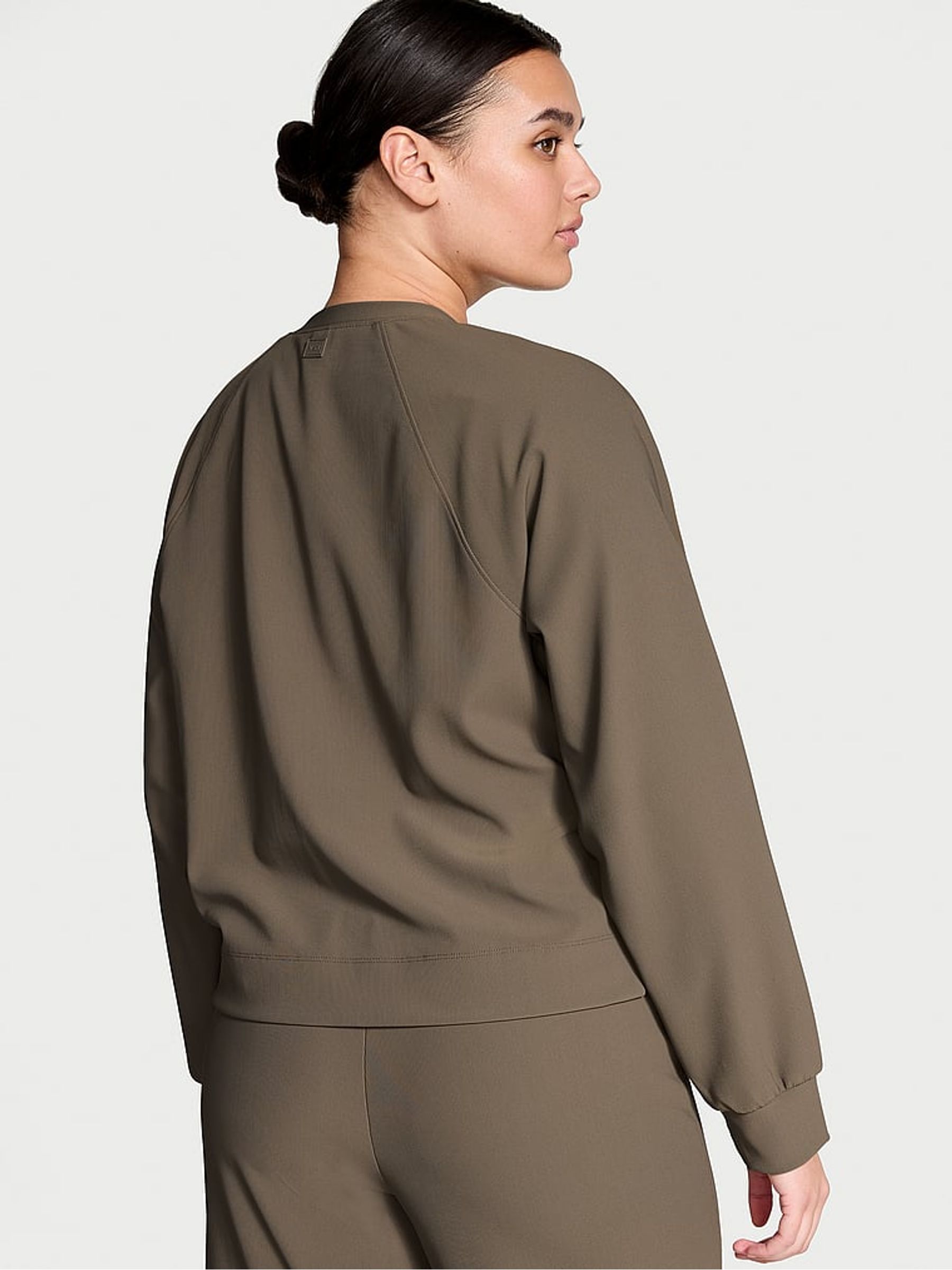 Olive Green Rib Crew Neck Sweatshirt - Image 2 of 3