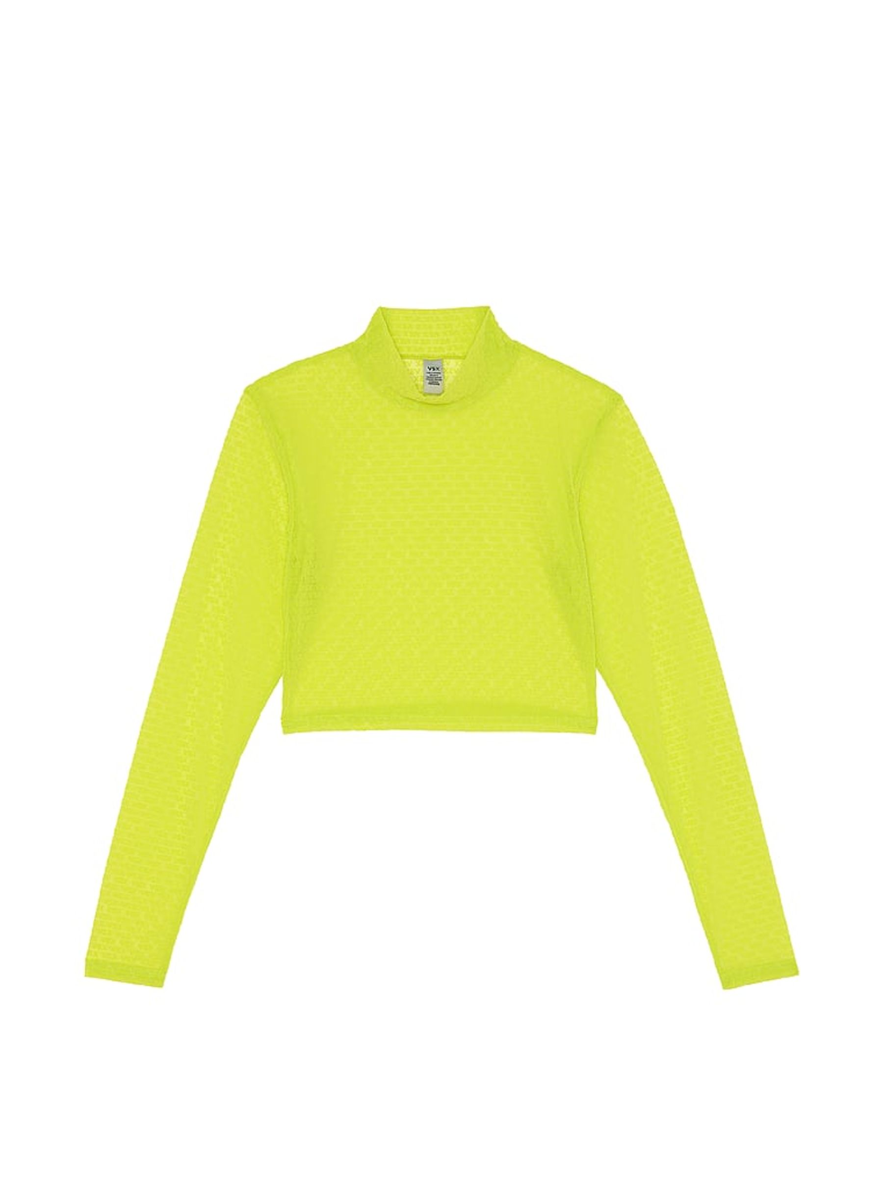 Limelight Green VSX Logo Mesh Long Sleeve Crop Top - Image 4 of 4
