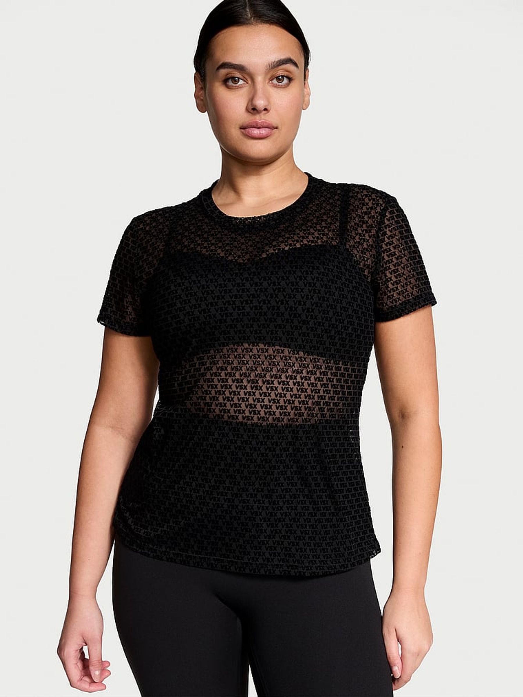 Black Logo Mesh T-Shirt - Image 1 of 4
