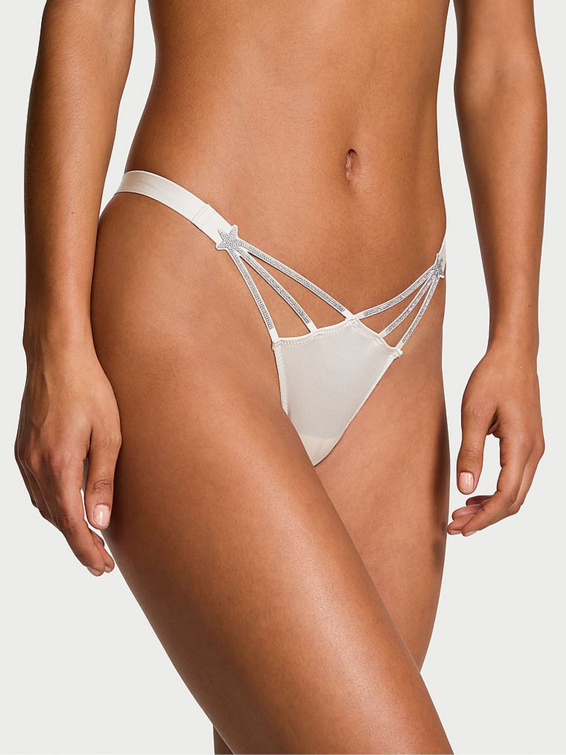 Delfin Grey Thong Star Shine Knickers - Image 1 of 4