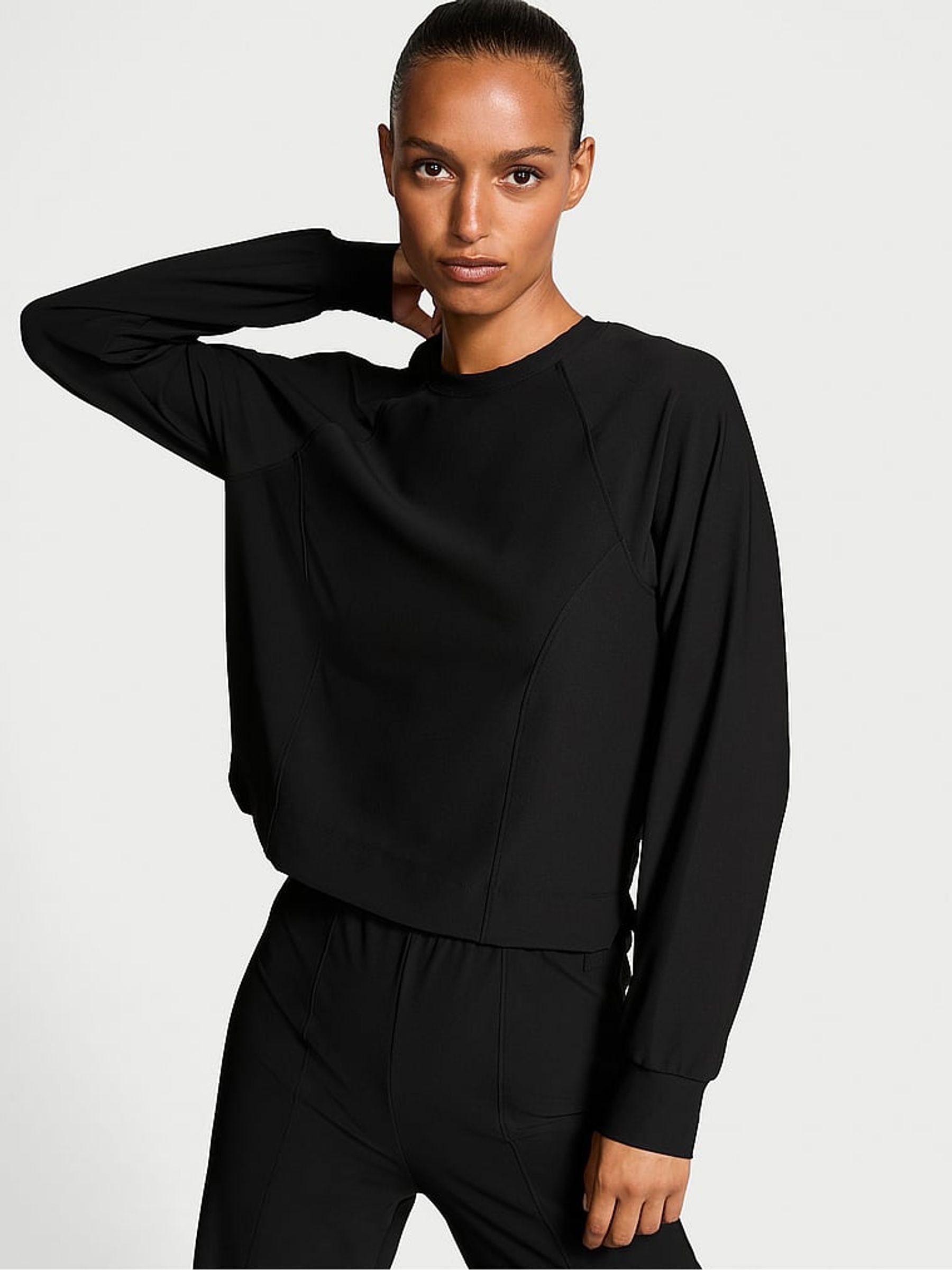 Black Rib Crew Neck Sweatshirt - Image 1 of 3