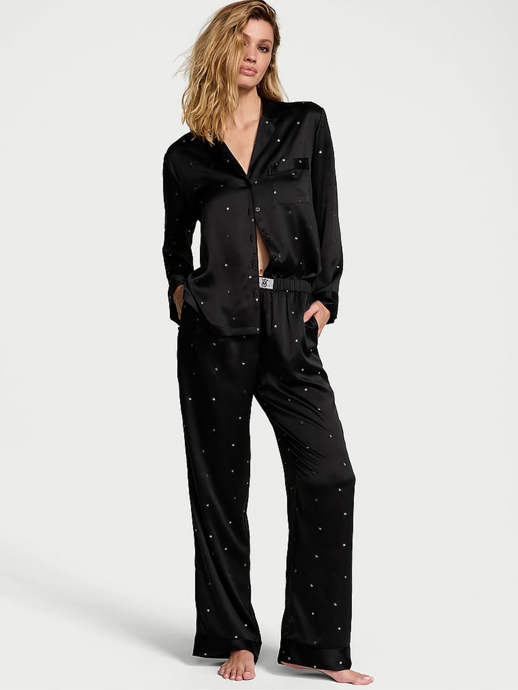 Pigiama Victoria's Secret Fashion Show 2025 - Satin Rosa A Righe Con Ali Di Angelo In Strass - Taglia XL