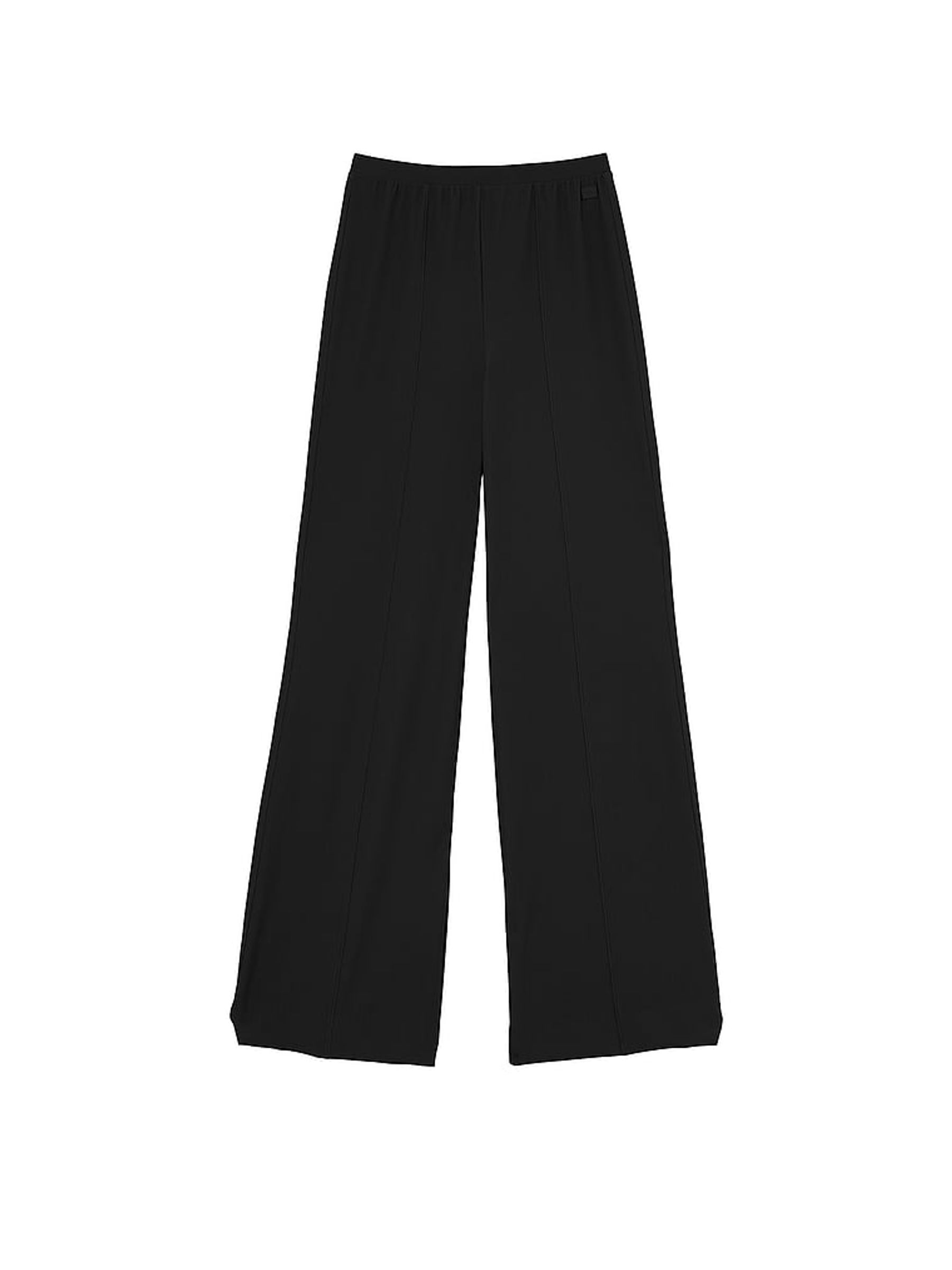 Black Rib Wide Leg Joggers - Image 4 of 5