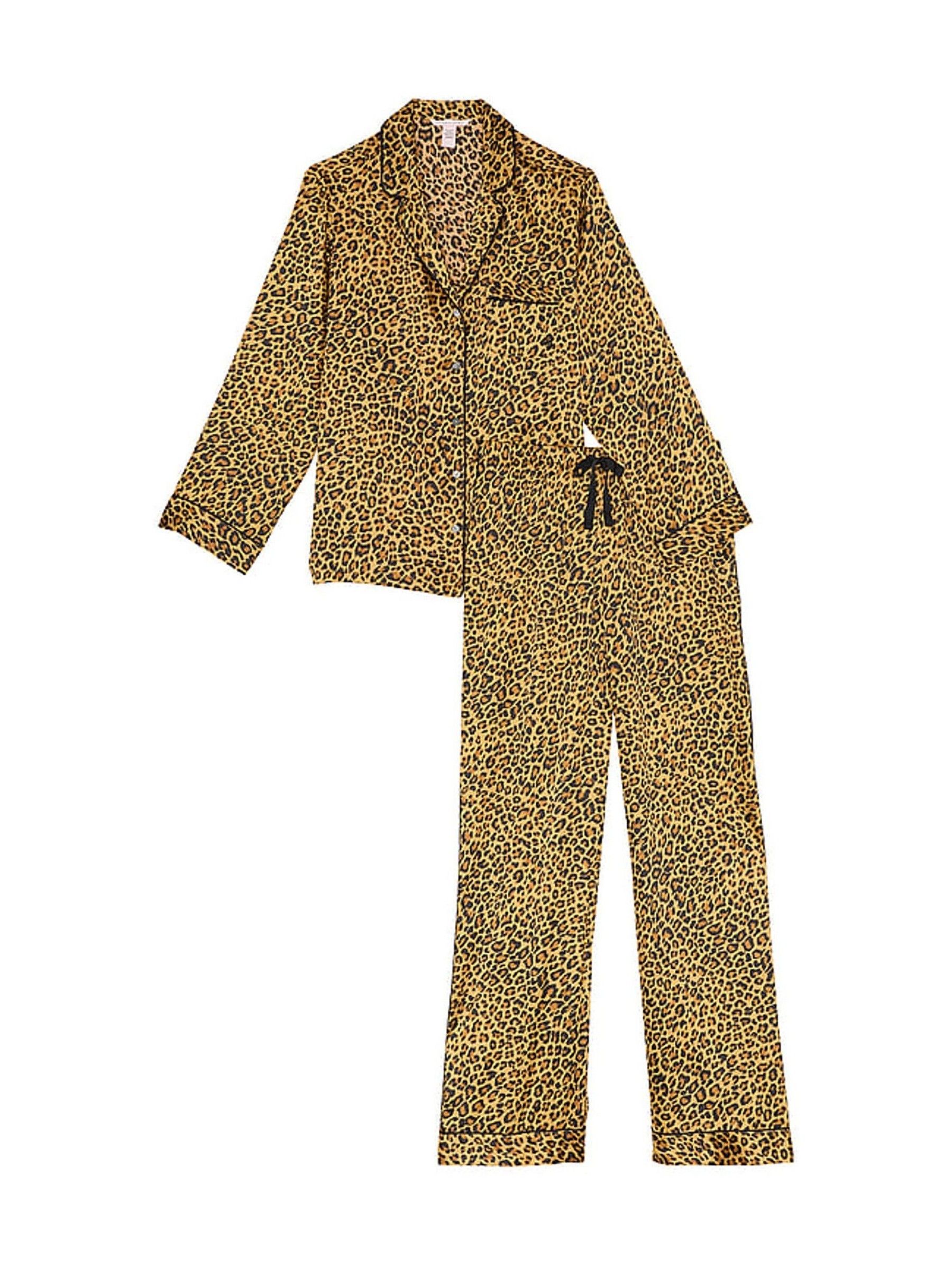 New Glam Leo Satin Long Pyjama Set - Image 3 of 4
