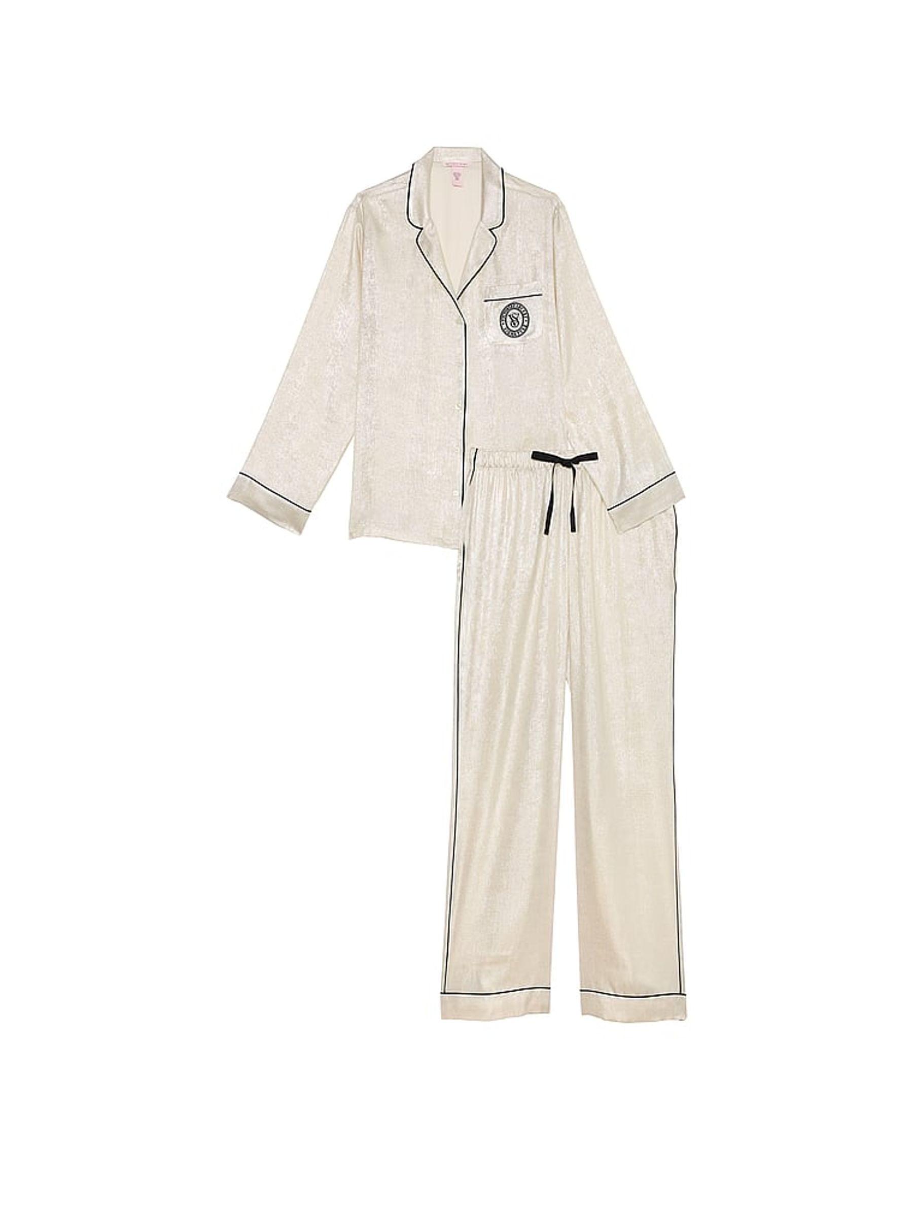 Candelight White Fiona Foil Satin Long Pyjama Set - Image 3 of 3