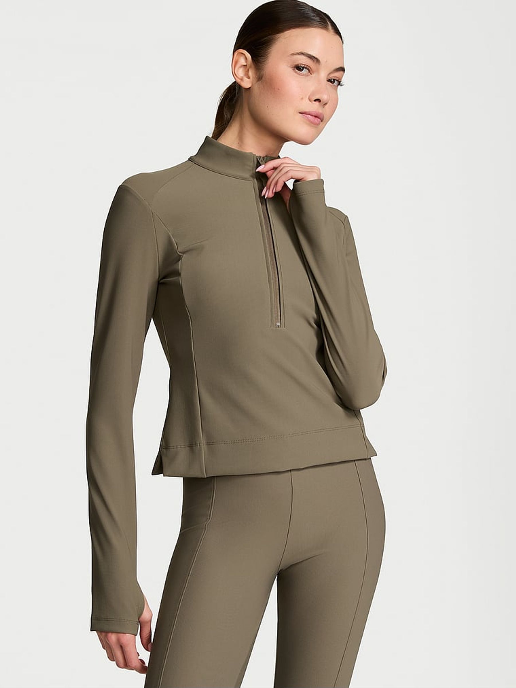 Olive Green Half Zip Rib Jacket - Image 1 of 4