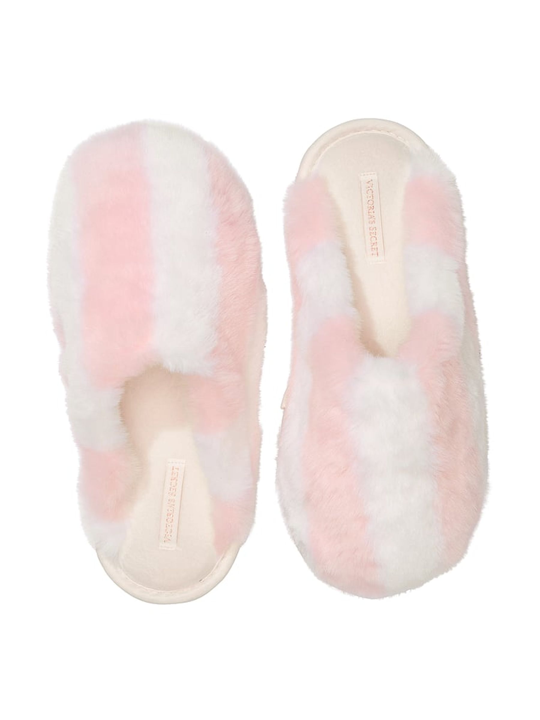 Heritage Stripe Pink Closed Toe Faux Fur Slippers - Image 1 of 2