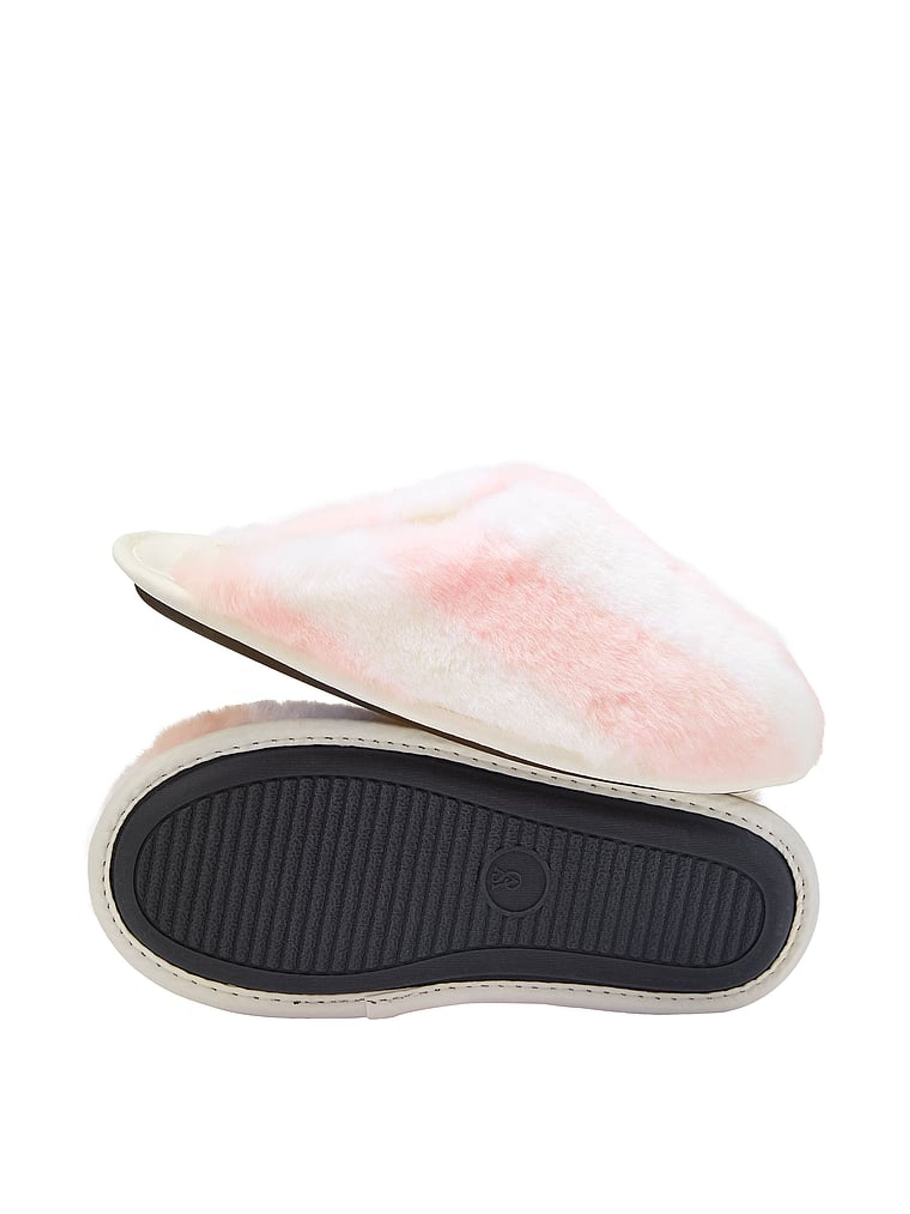 Heritage Stripe Pink Closed Toe Faux Fur Slippers - Image 2 of 2