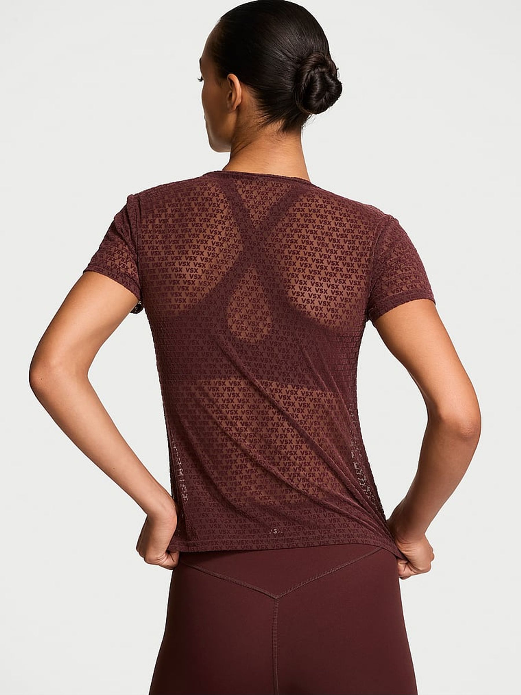 Burgundy Brown Logo Mesh T-Shirt - Image 2 of 3