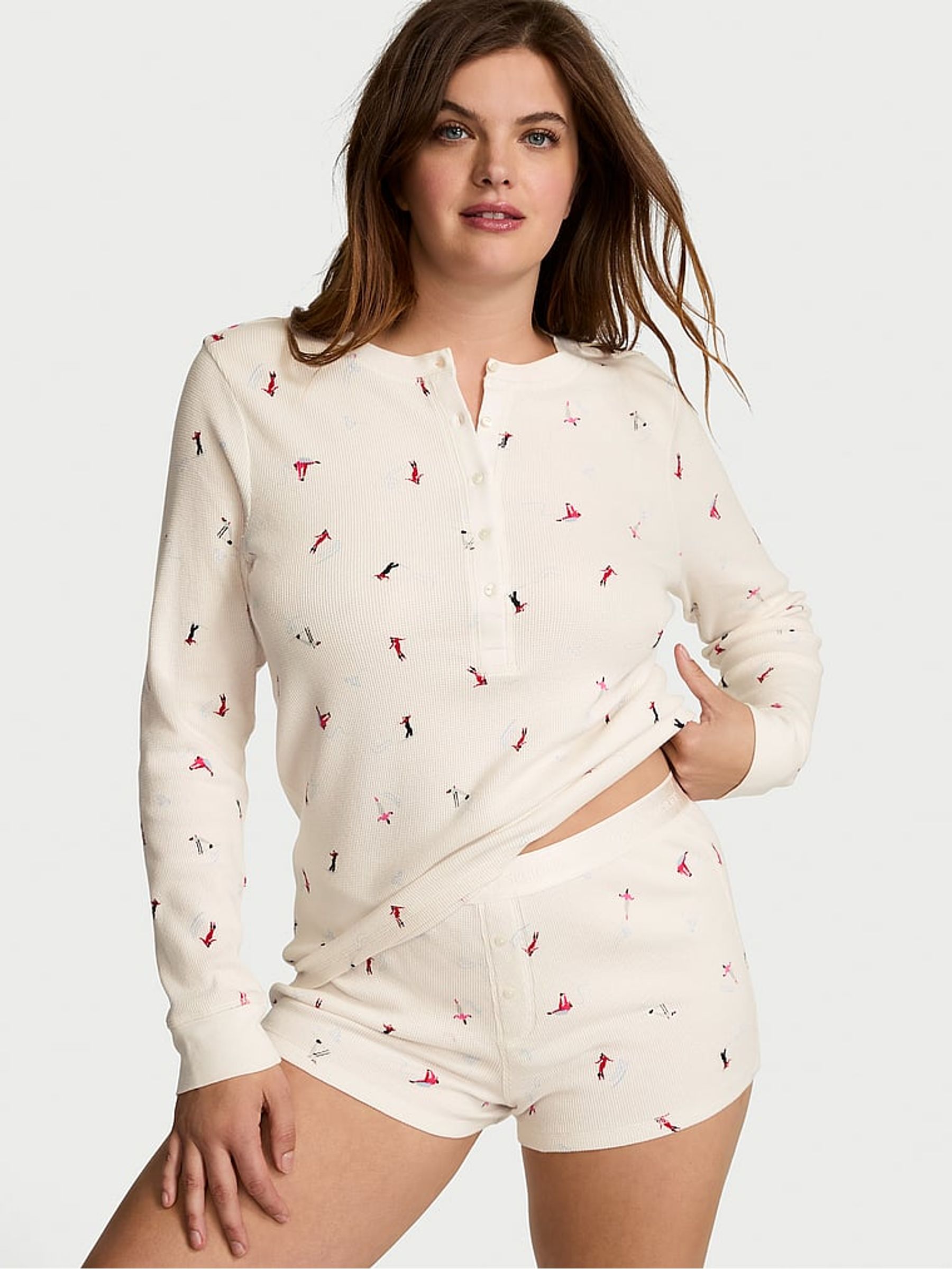 Coconut White Skiers Thermal Short Pyjama Set - Image 1 of 1