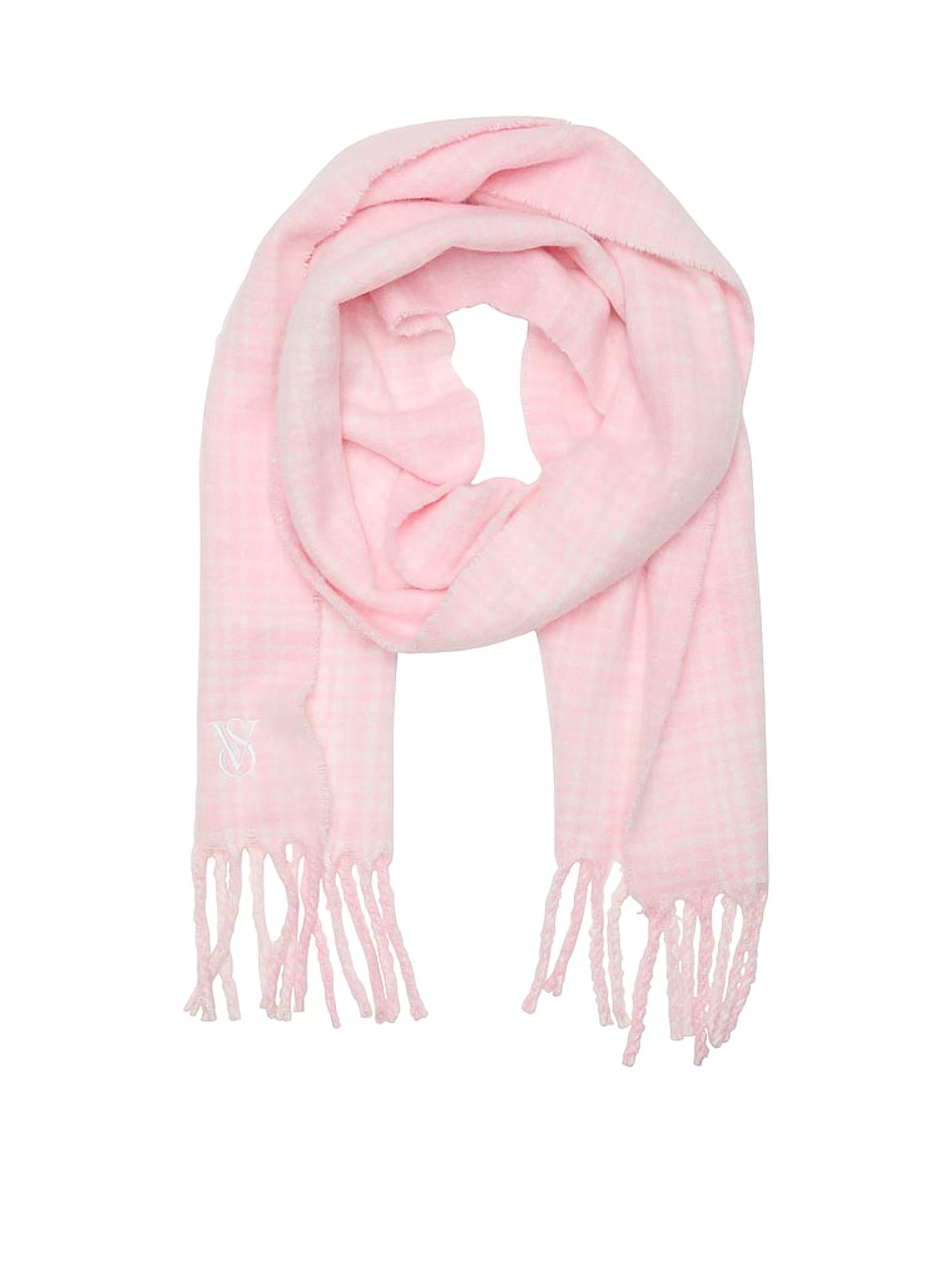 Pretty Blossom Plaid Pink Blanket Scarf - Image 2 of 4