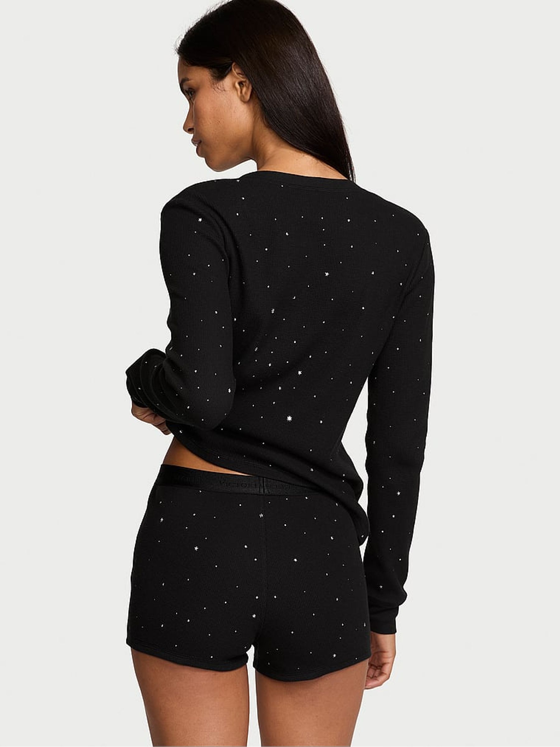 Black Foil Night Sky Thermal Short Pyjama Set - Image 2 of 3