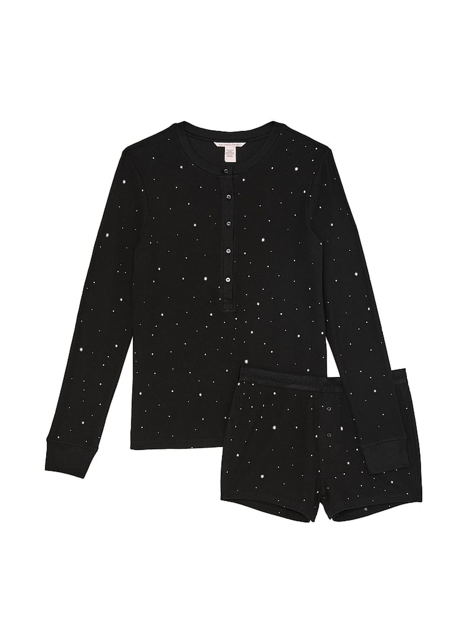 Black Foil Night Sky Thermal Short Pyjama Set - Image 3 of 3