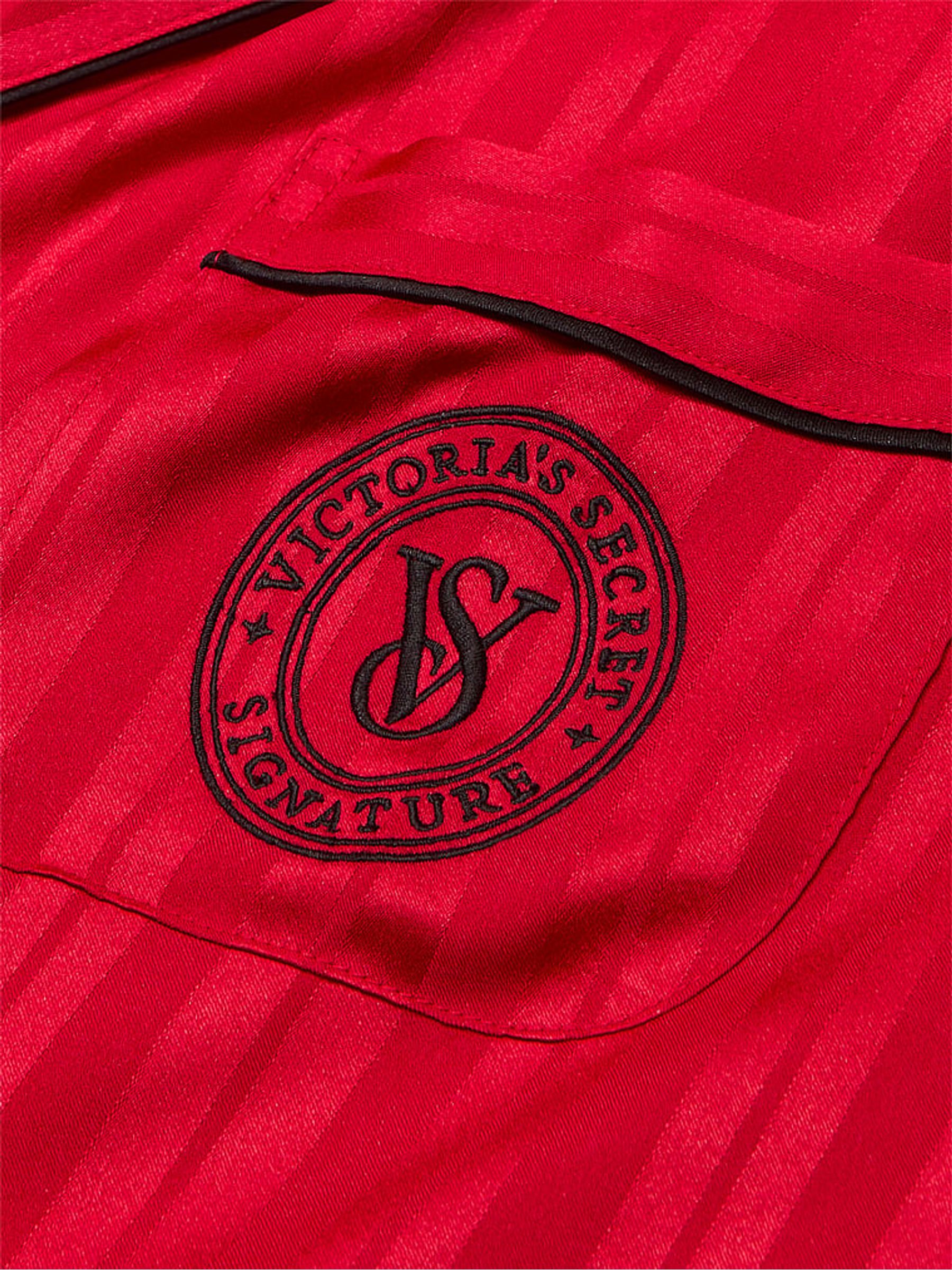 Lipstick Red Stripe Jacquard Satin Short Pyjama Set - Image 4 of 4