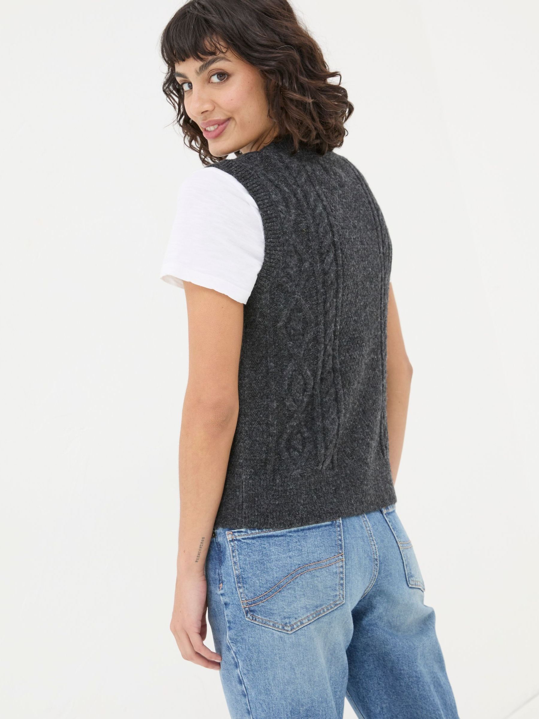Macy Charcoal Grey Cable Button Tank - Image 3 of 7