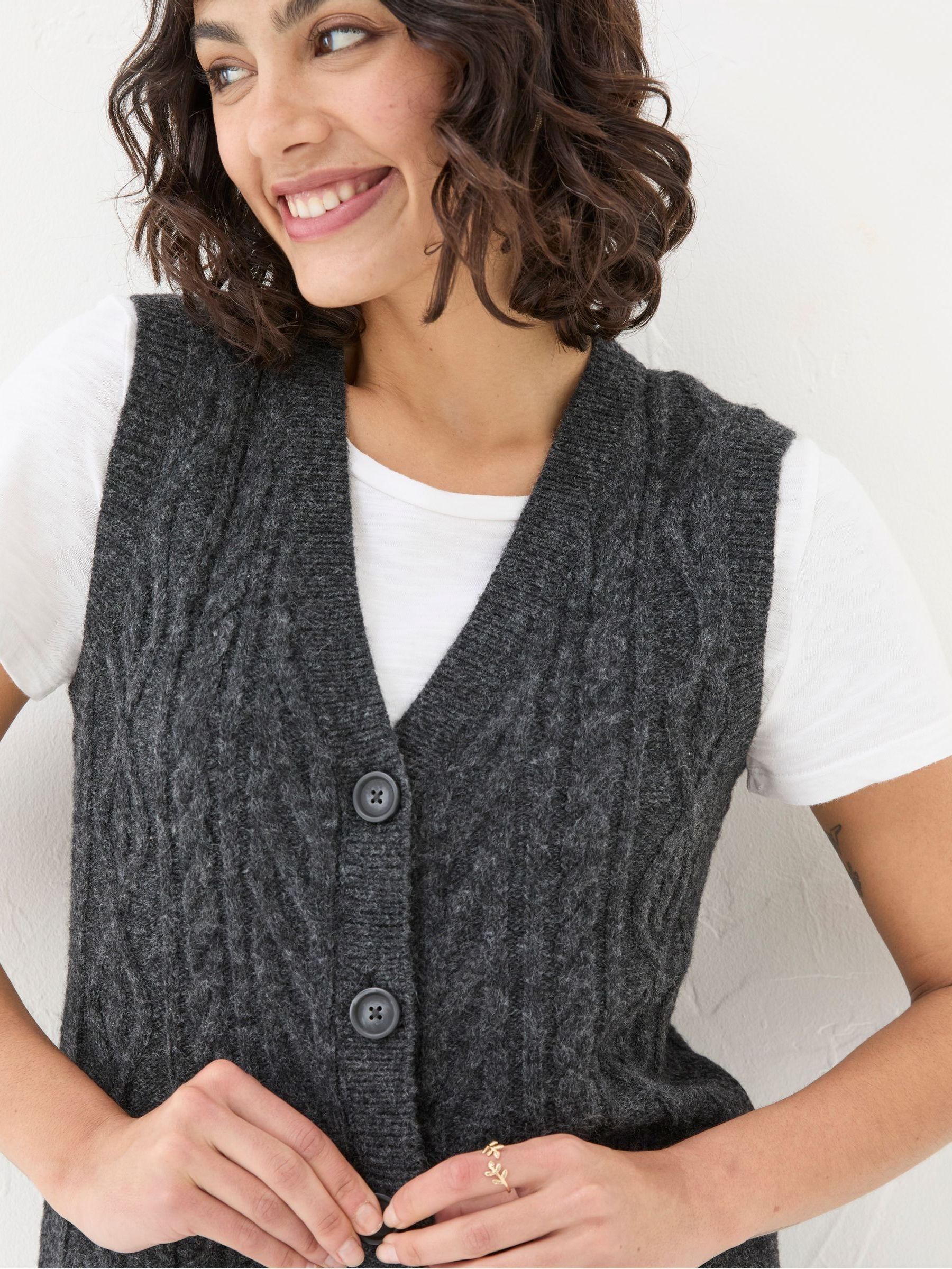 Macy Charcoal Grey Cable Button Tank - Image 4 of 7