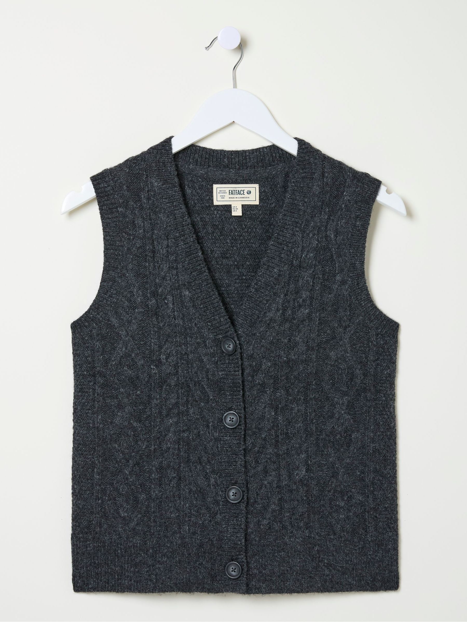 Macy Charcoal Grey Cable Button Tank - Image 7 of 7