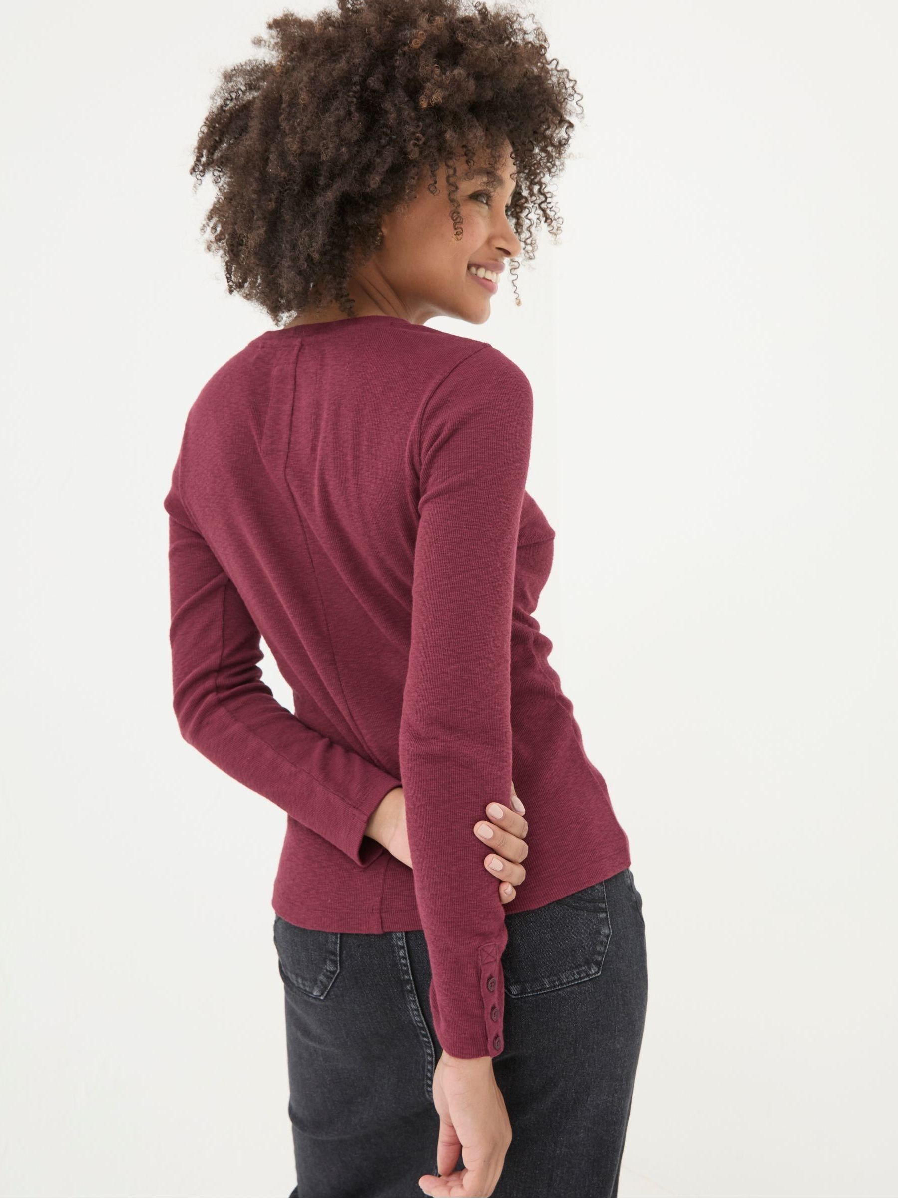 Callie Dark Red Long Sleeve Top - Image 2 of 5