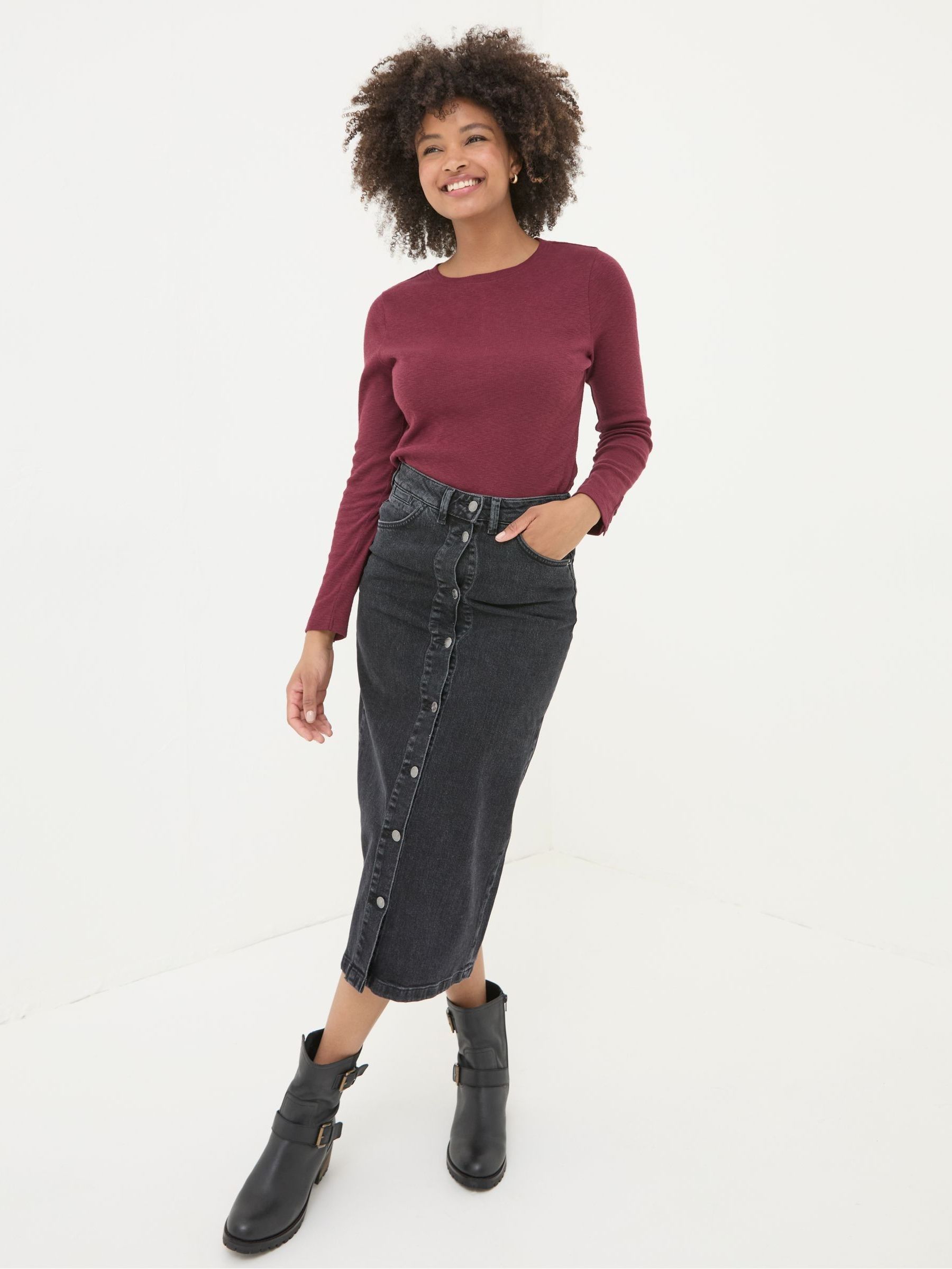 Callie Dark Red Long Sleeve Top - Image 3 of 5