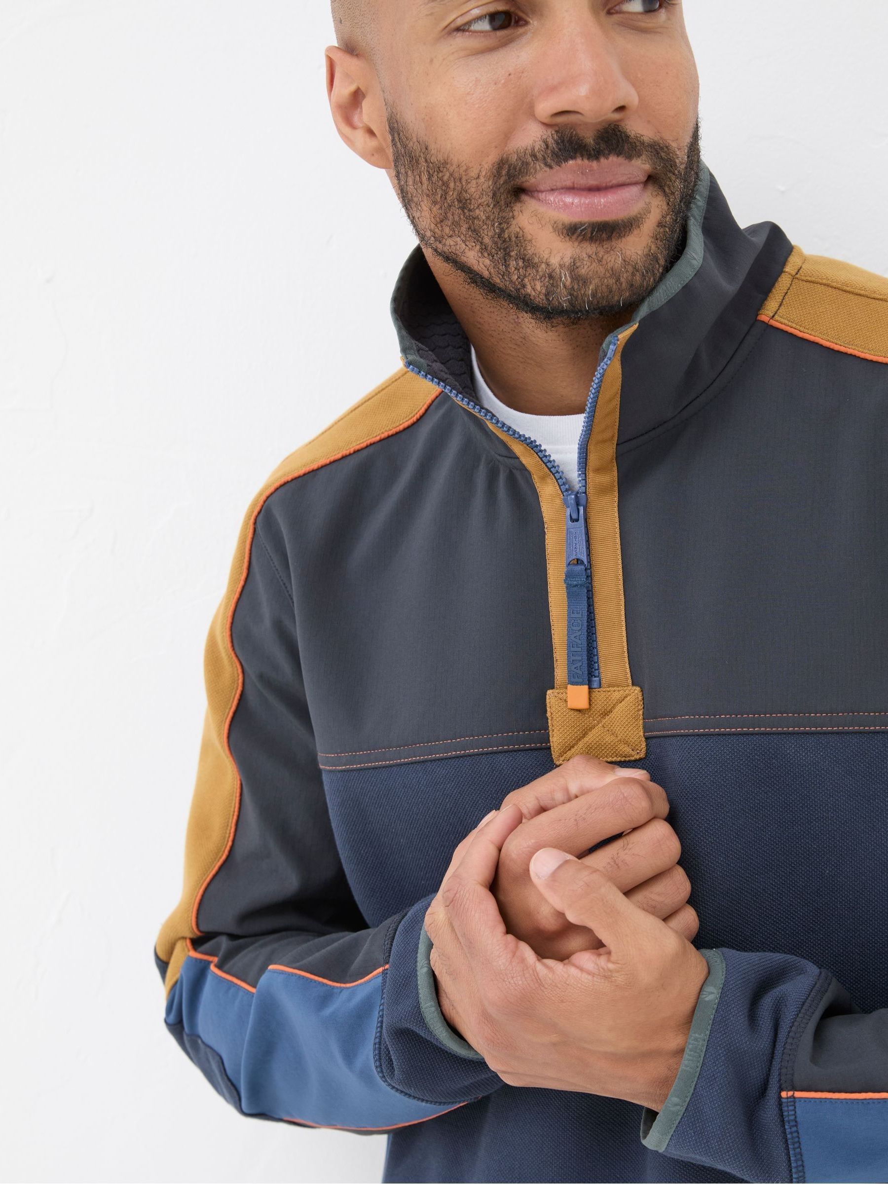 Airlie Navy Blue Panel Sweatshirt - Image 4 of 6