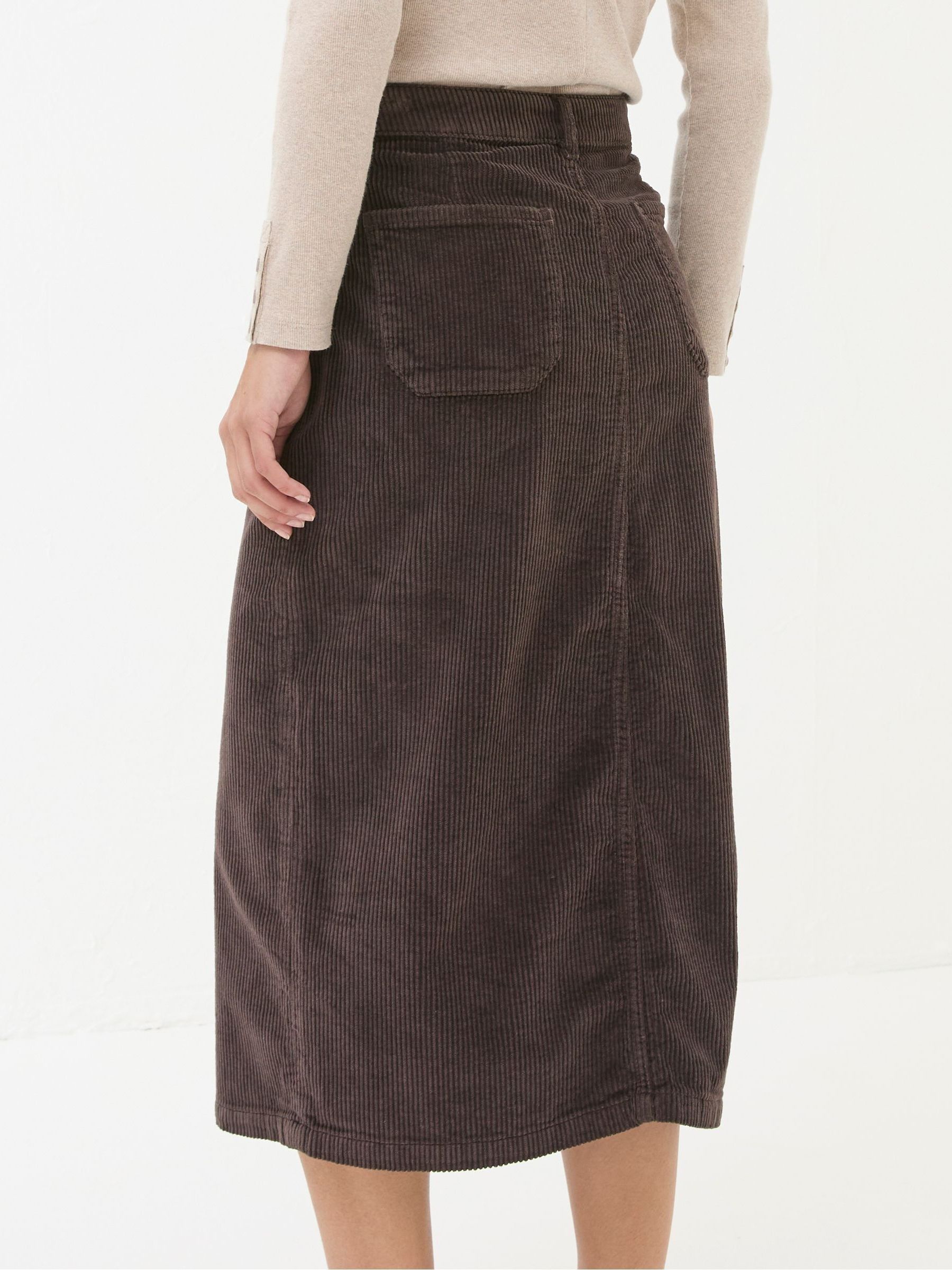 Carla Dark Brown Cord Midi Skirt - Image 2 of 5