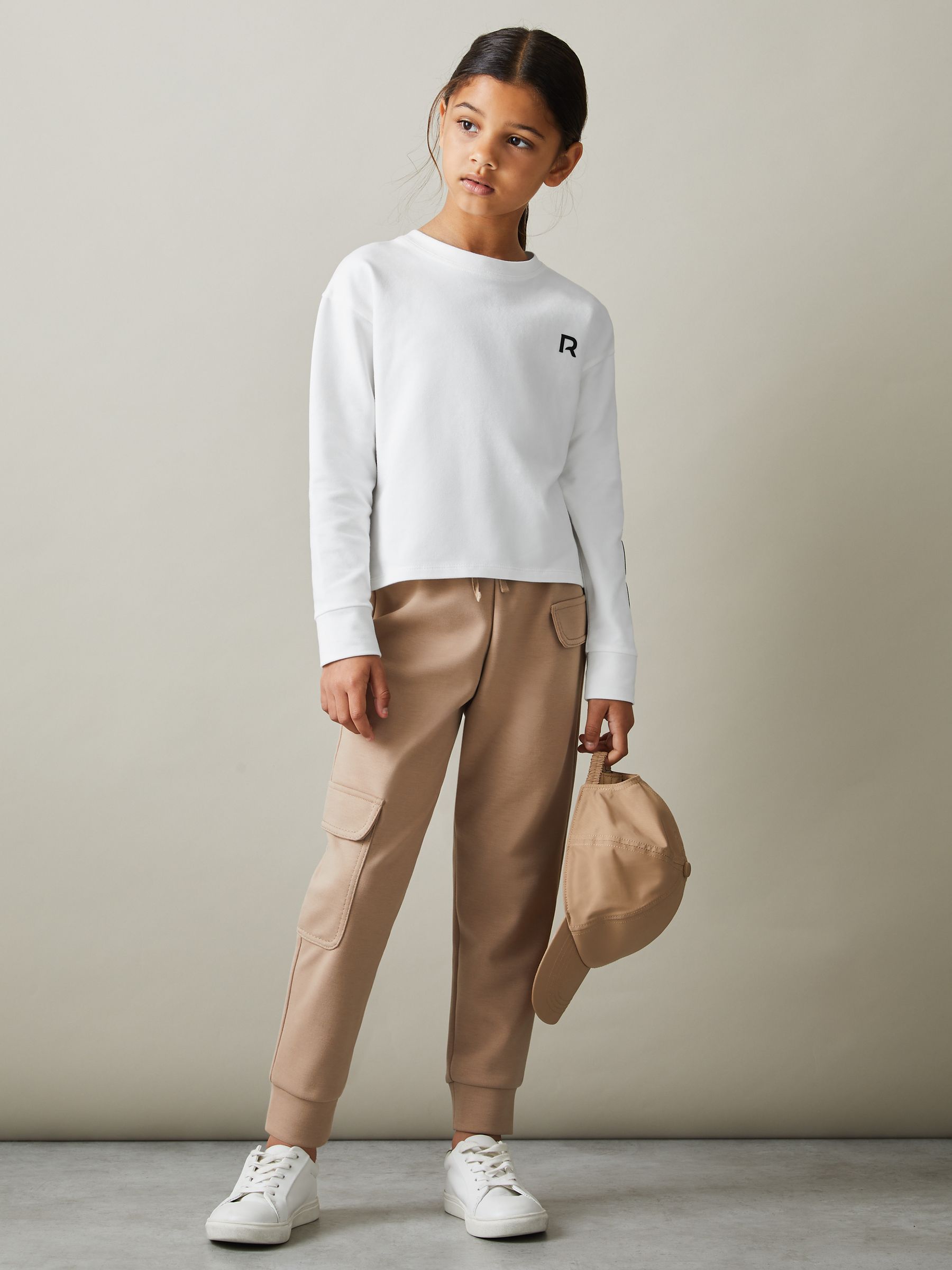 4-9 yrs Logo Crew Neck Sweat Top in White - Image 1 of 4