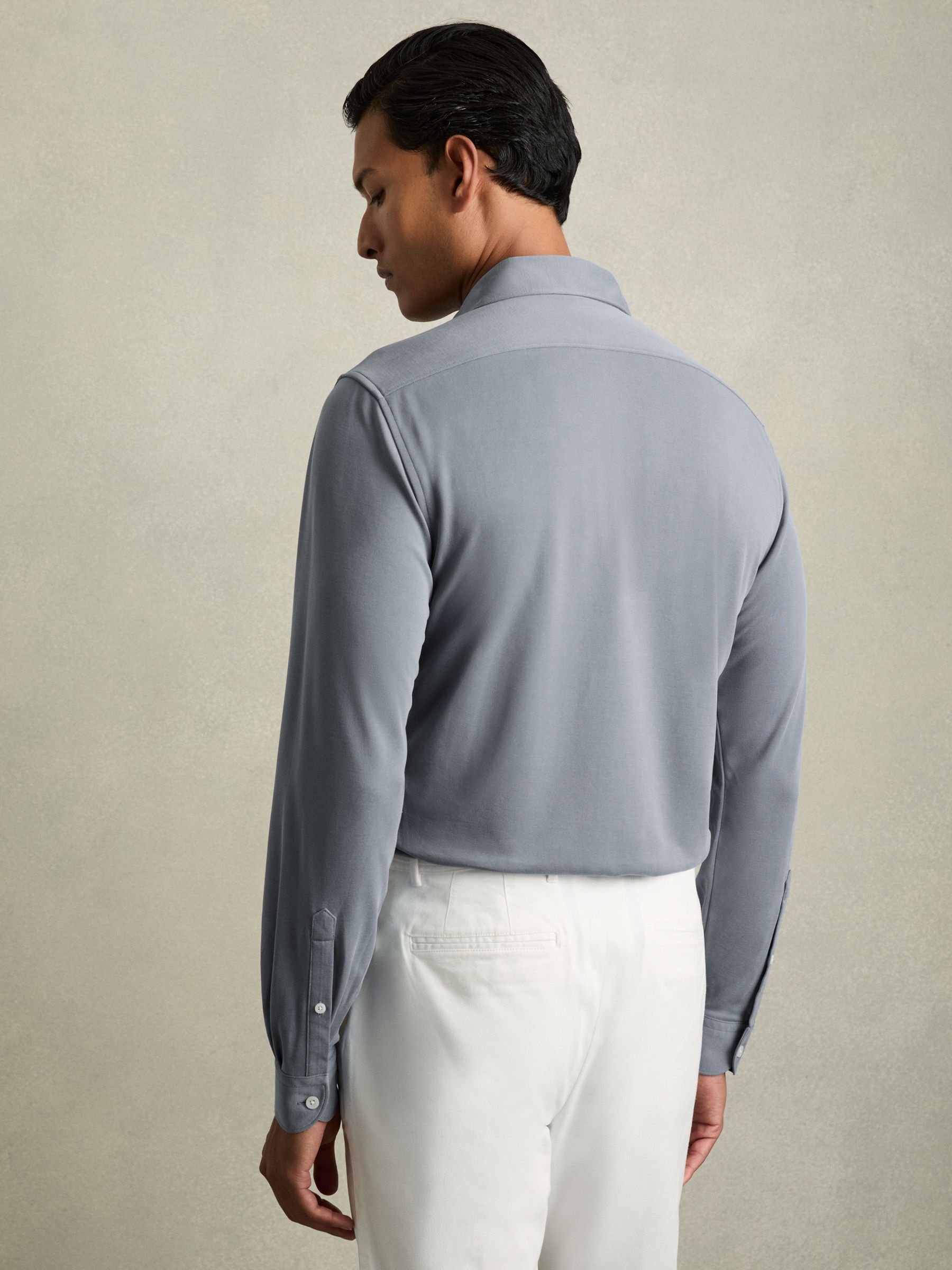 Modal Blend Cutaway Collar Shirt in Airforce Blue - image 4