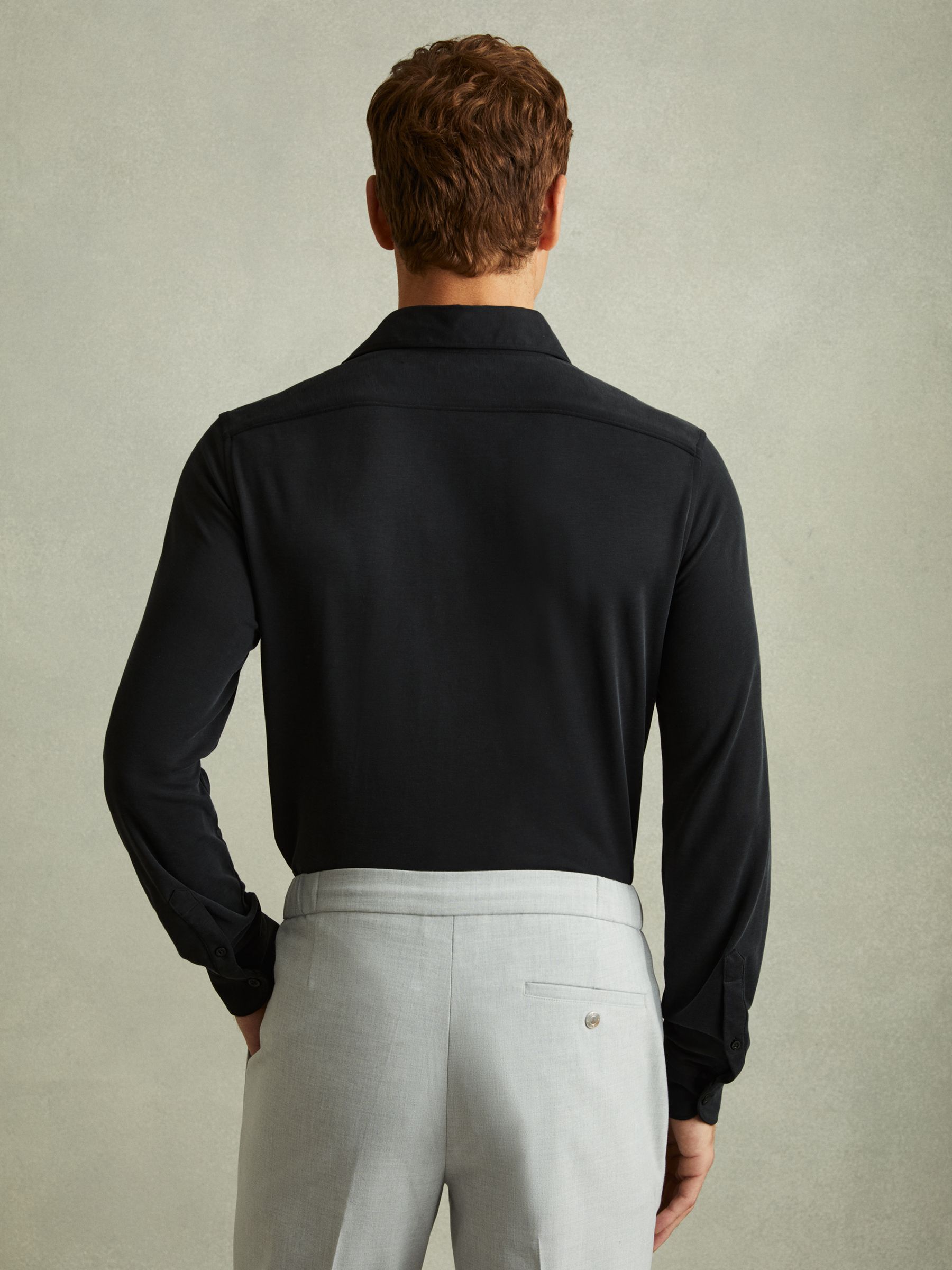 Modal Blend Cutaway Collar Shirt in Washed Black - Image 4 of 5