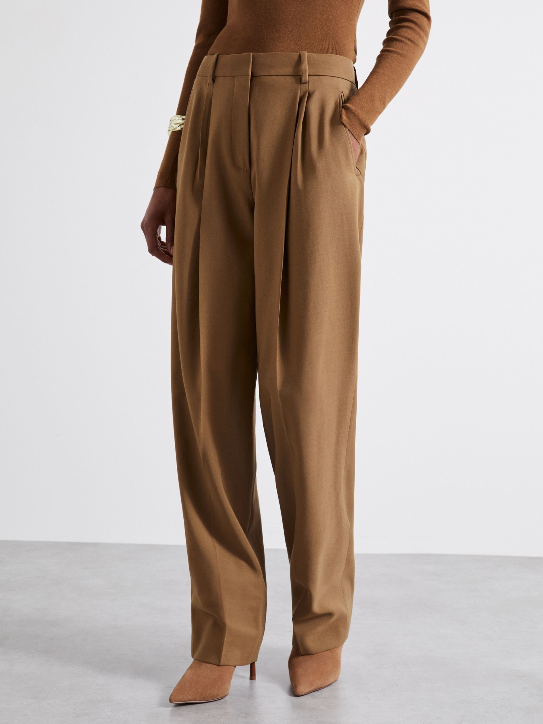 Atelier Virgin-Wool Tapered Trousers in Camel - Image 4 of 7