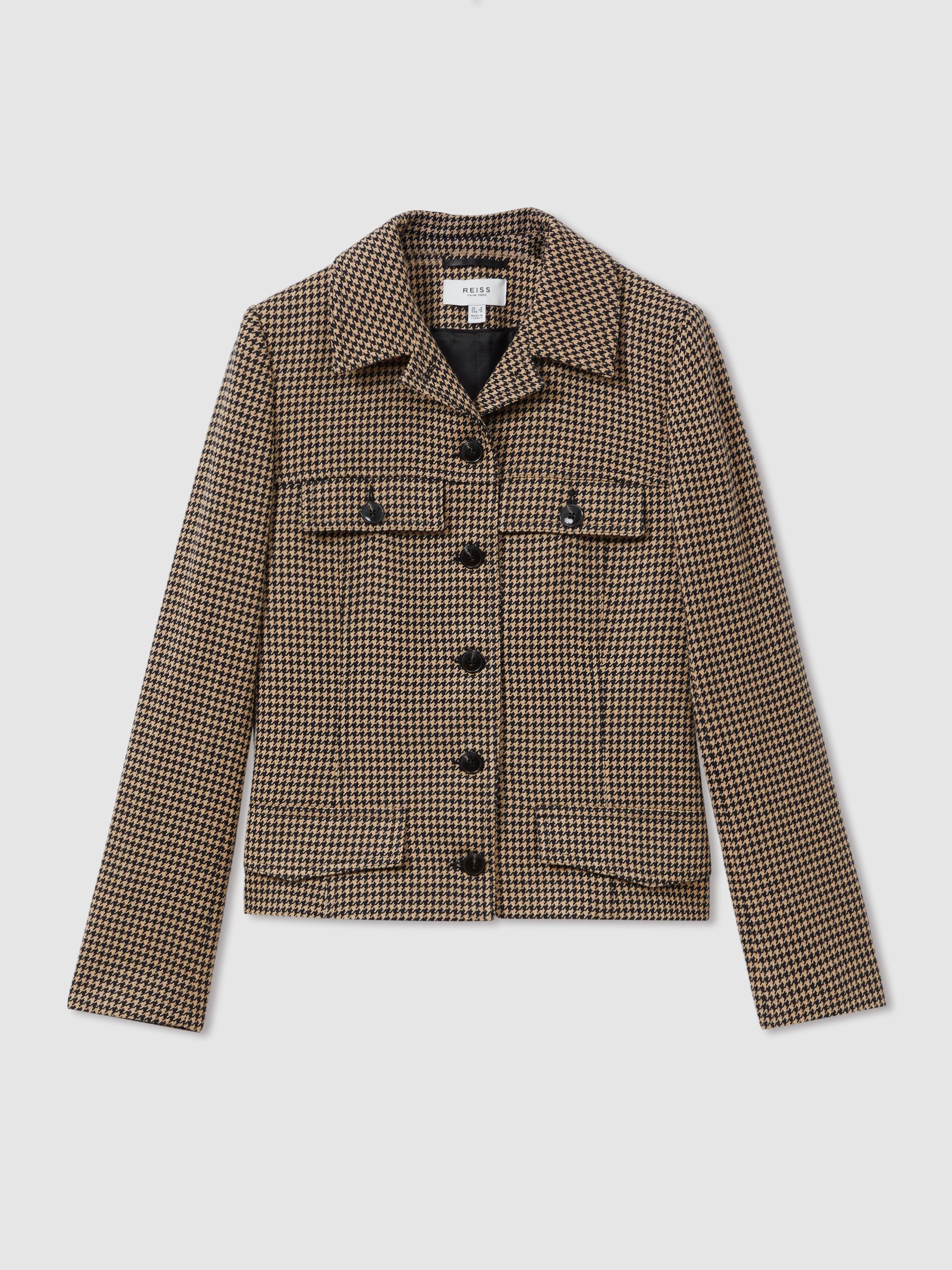 Lena Black/Camel Dogtooth Check Collared Jacket - Image 2 of 6