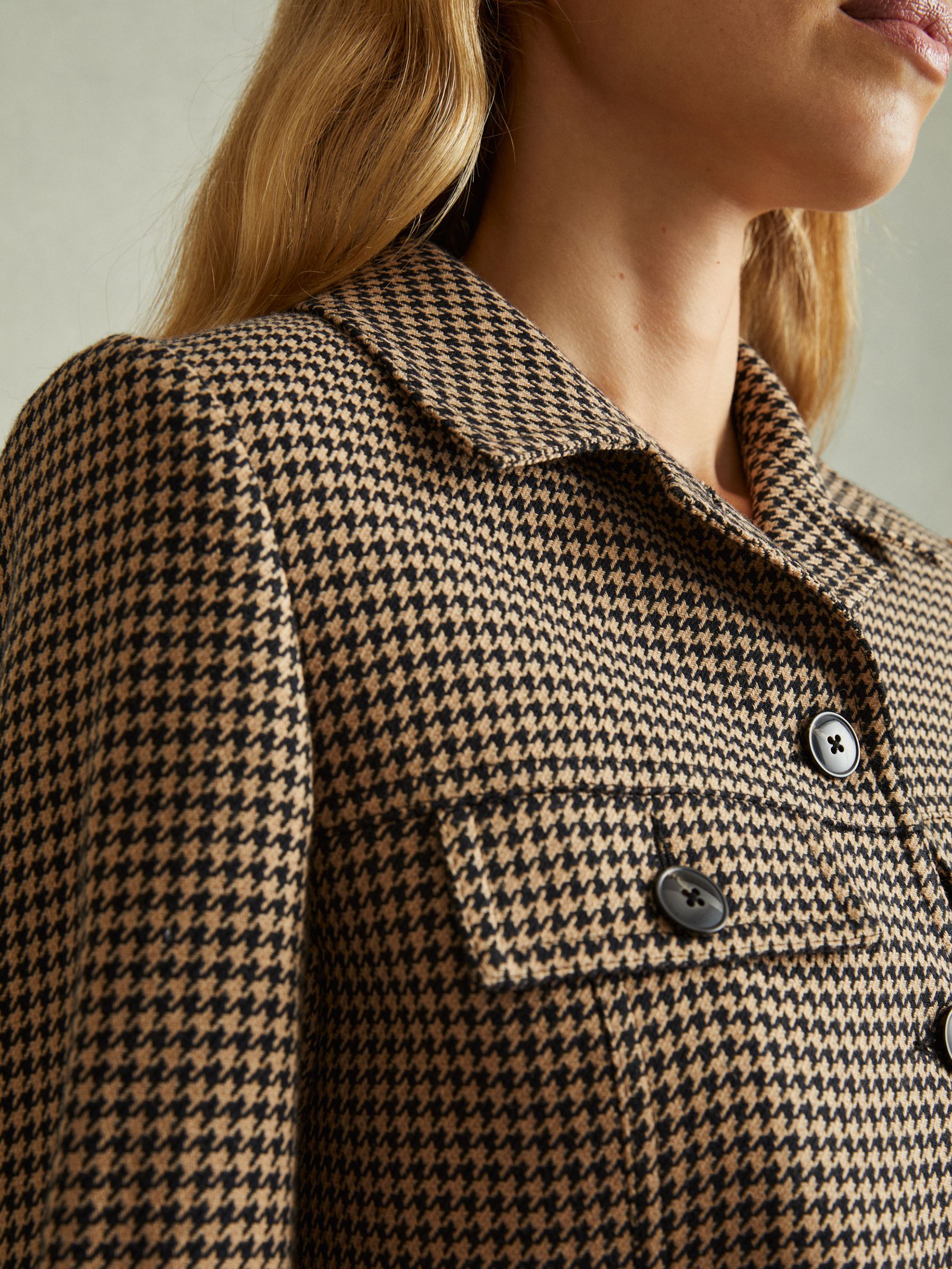 Lena Black/Camel Dogtooth Check Collared Jacket - Image 3 of 6