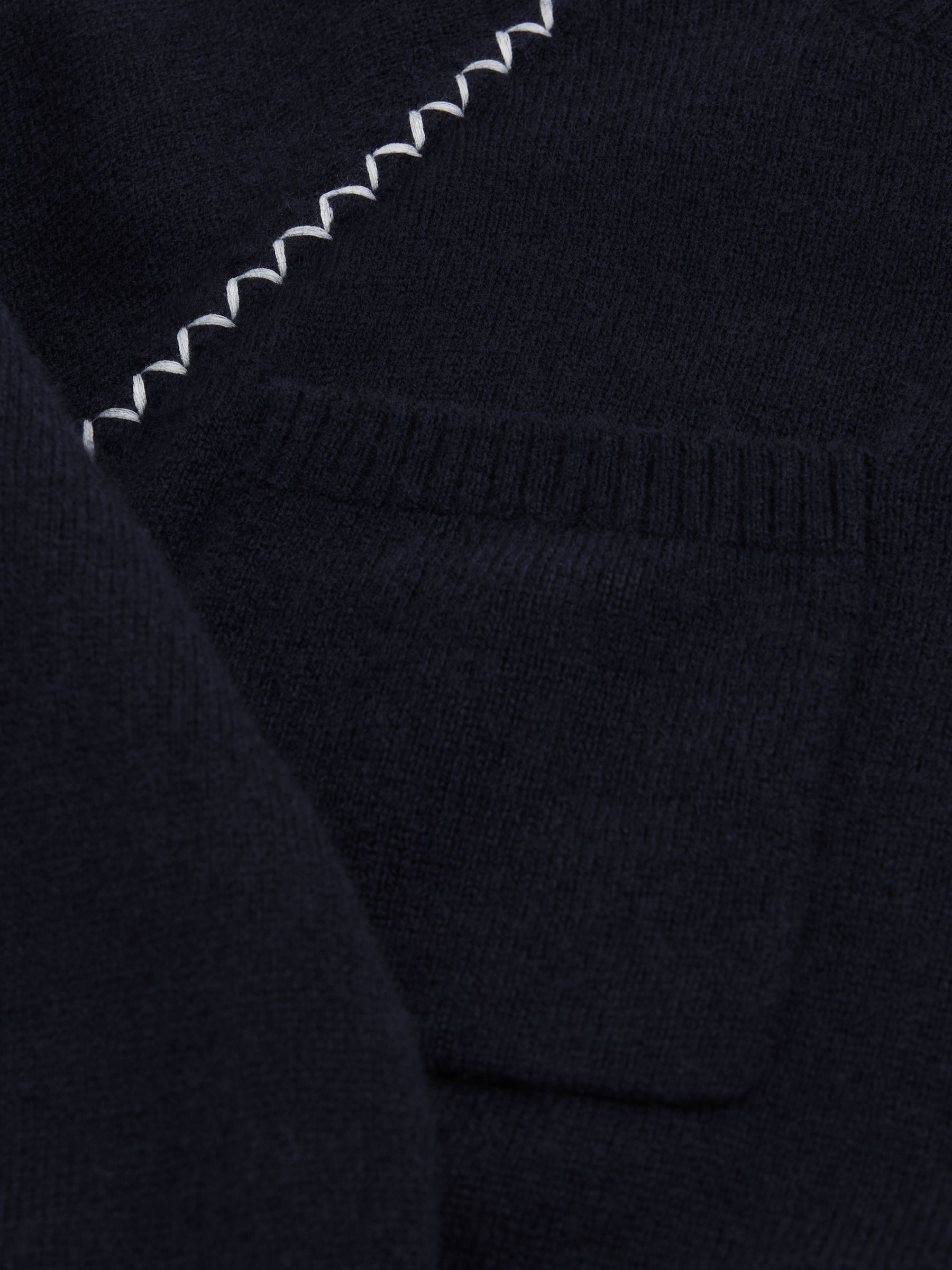 9-13 yrs Contrast Stitch Wool Blend Crew Neck Jumper in Navy - Image 4 of 4