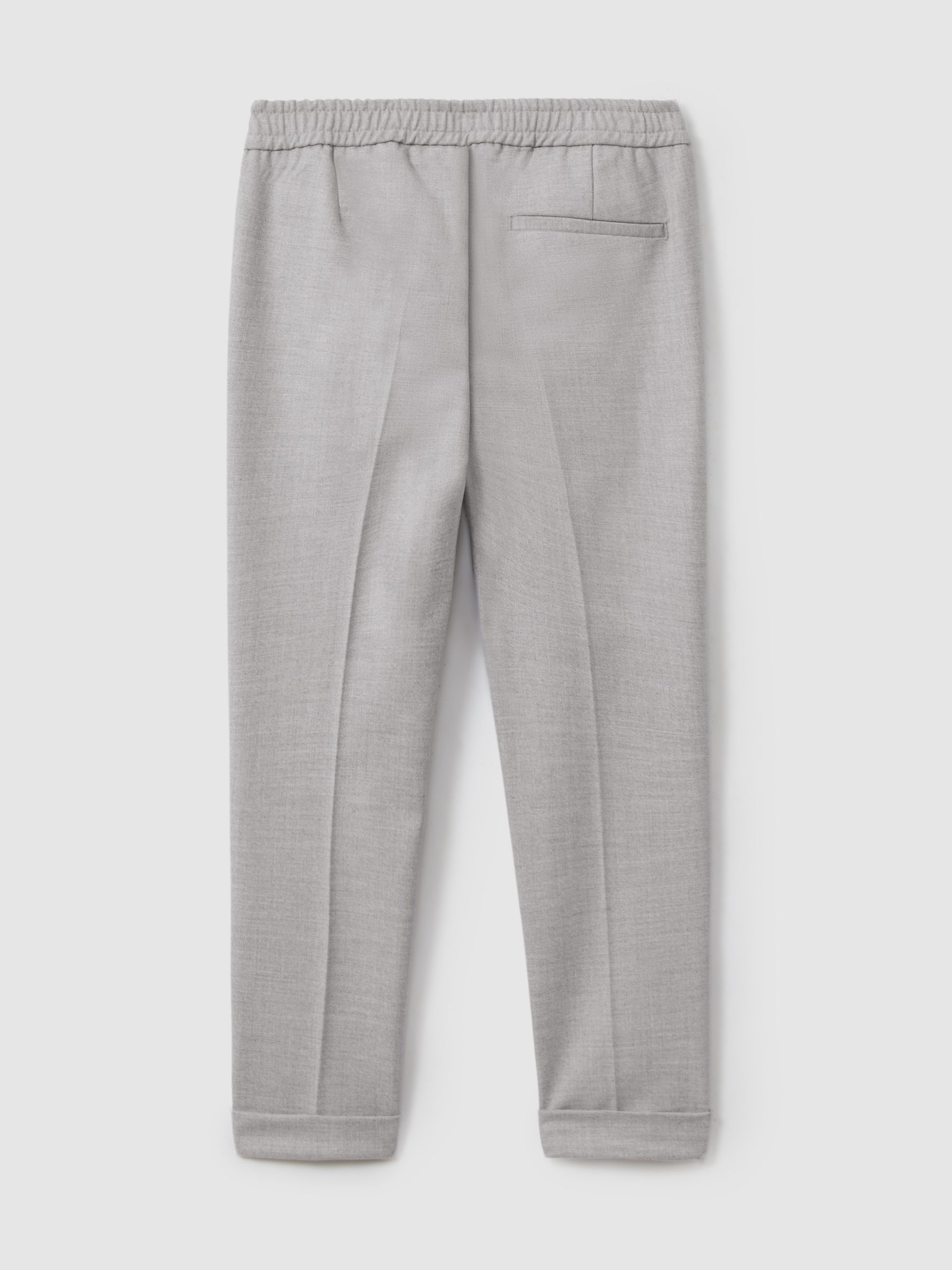 9-14 yrs Relaxed Elasticated Trousers with Turn-Ups in Grey Melange - Image 2 of 3