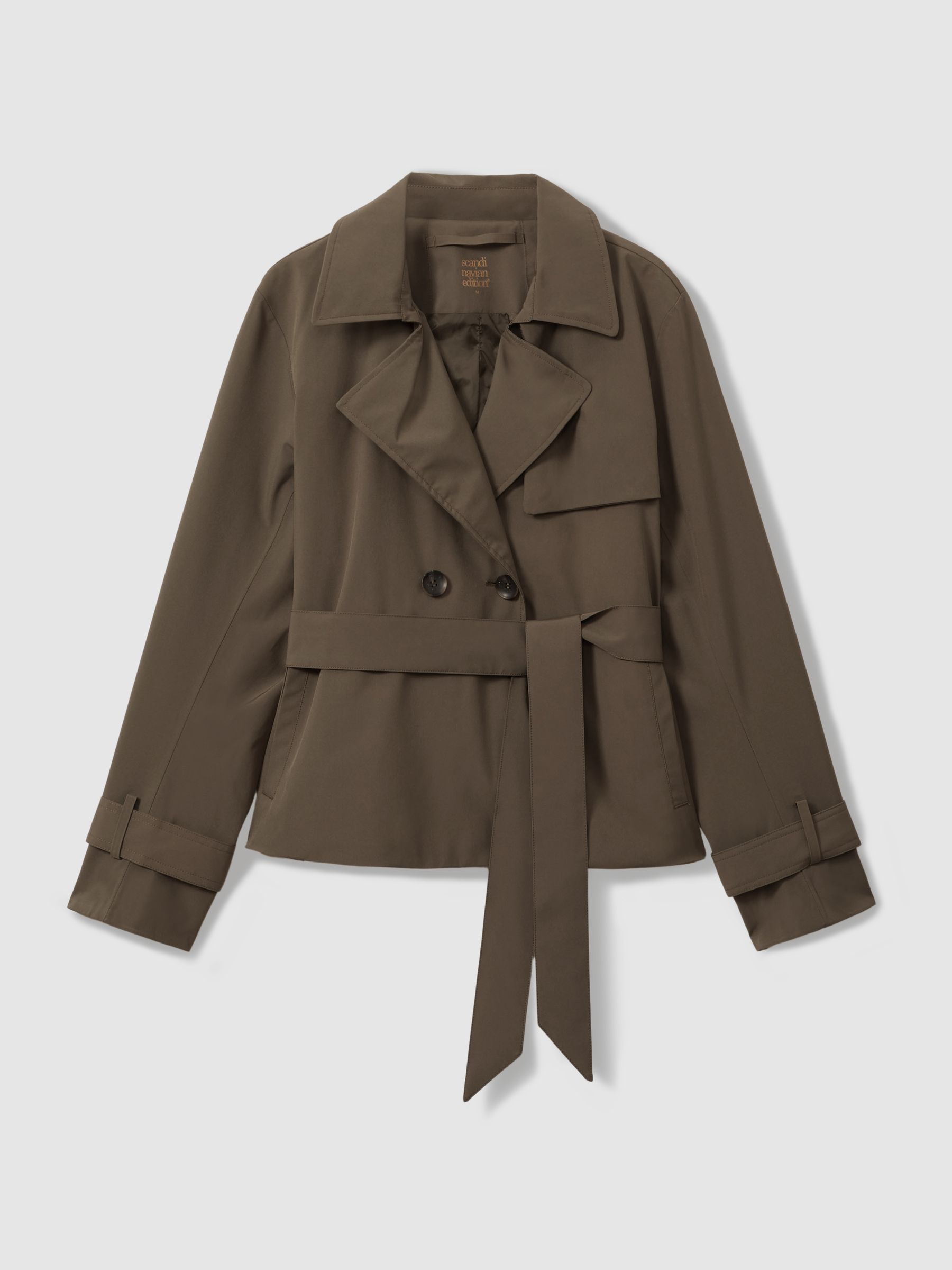 Scandinavian Edition Cropped Trench Coat in Brown - Image 1 of 6